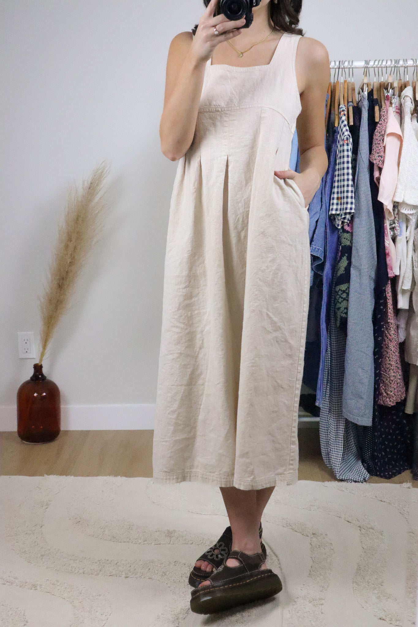 Made in Canada x Vintage x Hemp/Cotton Midi Dress (S)