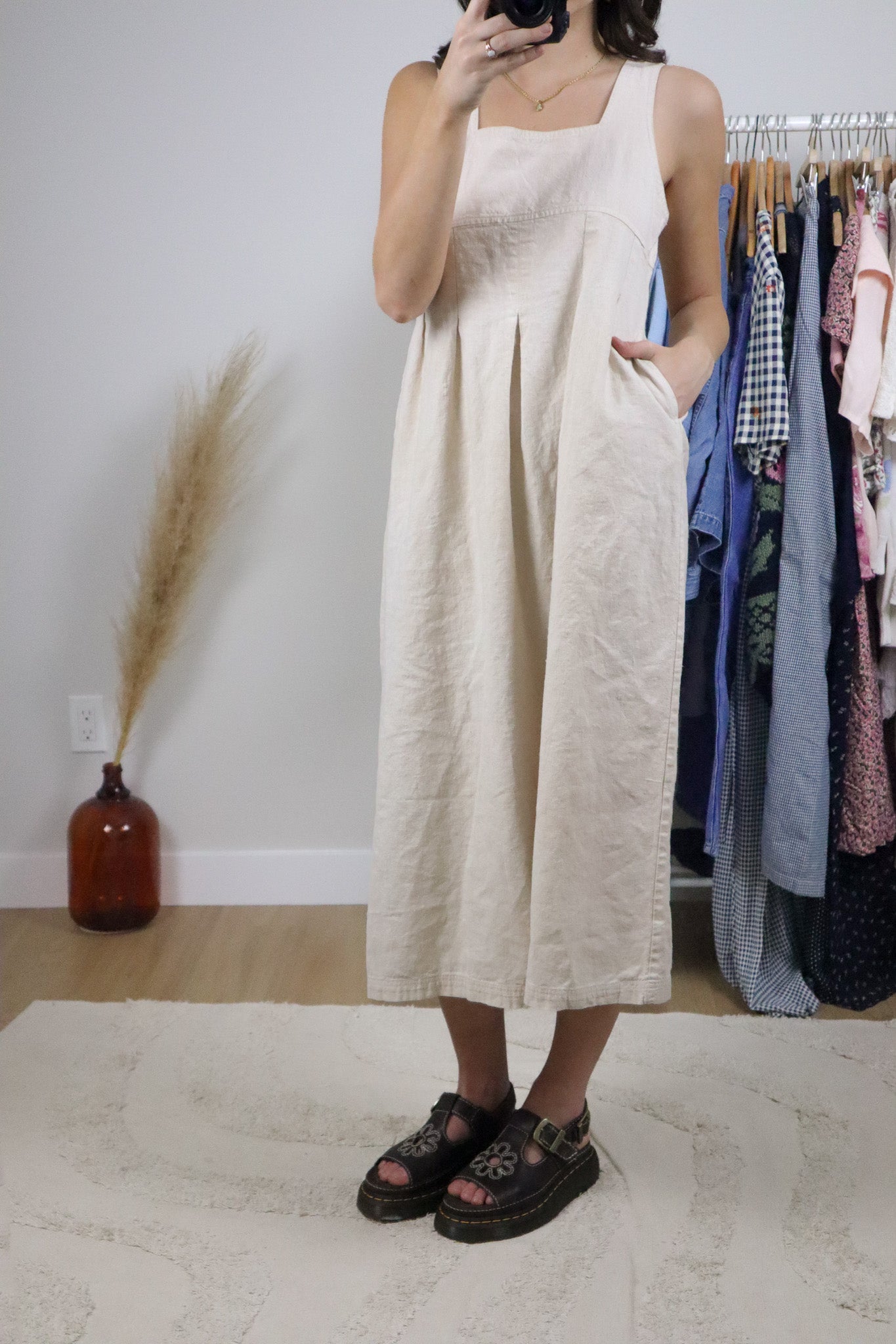 Made in Canada x Vintage x Hemp/Cotton Midi Dress (S)
