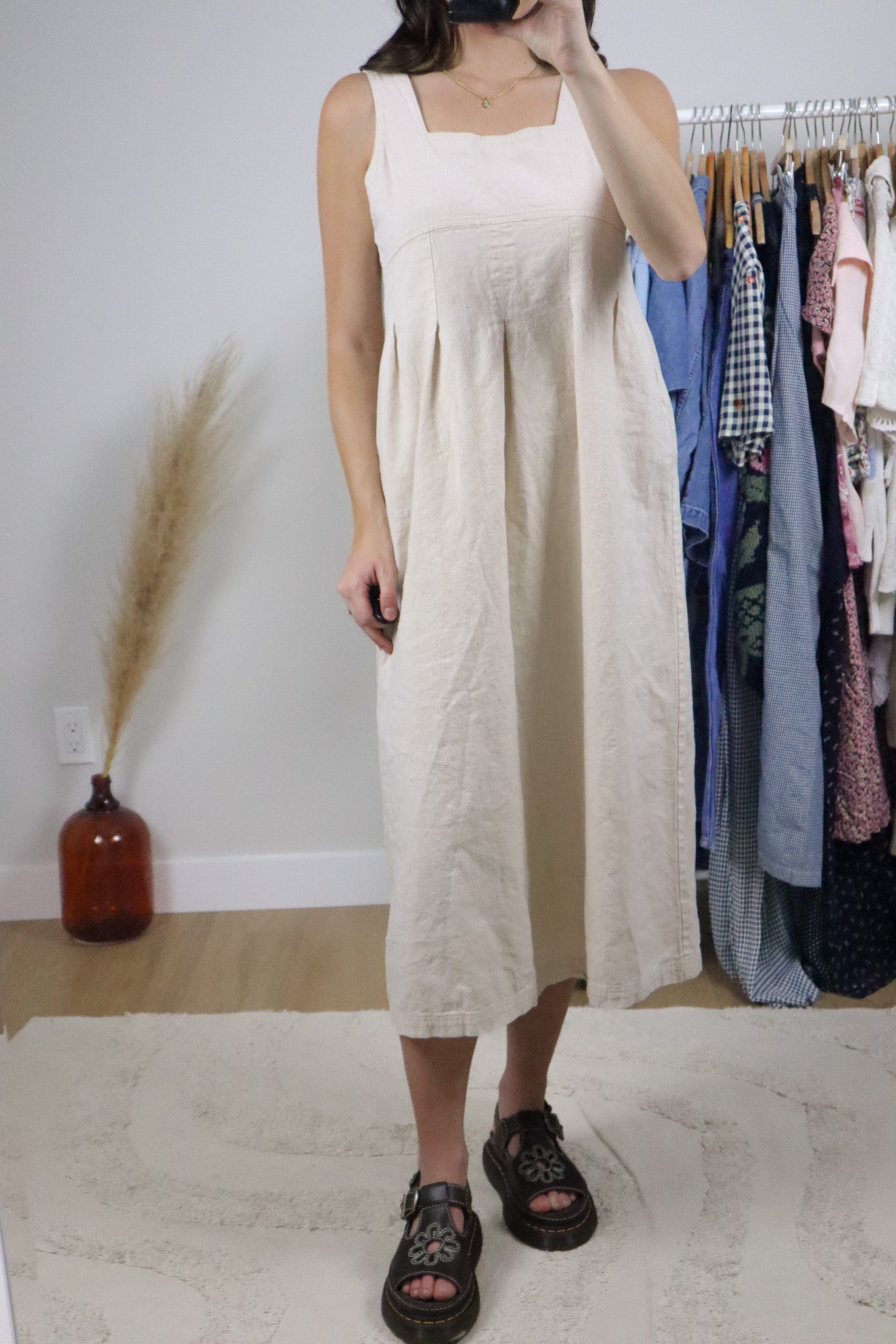 Made in Canada x Vintage x Hemp/Cotton Midi Dress (S)