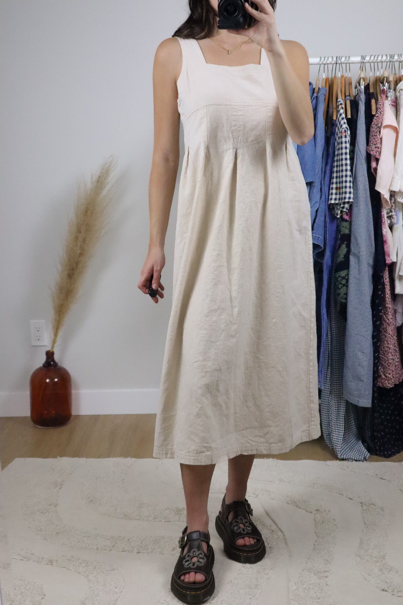Made in Canada x Vintage x Hemp/Cotton Midi Dress (S)