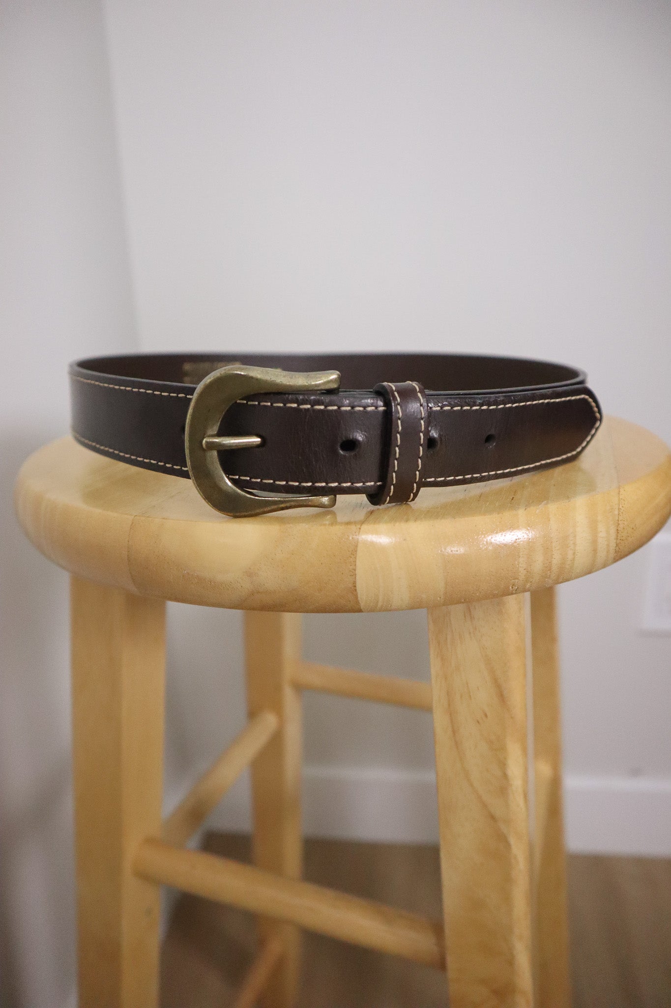 Vintage x Leather Contrast Stitched Belt (S)