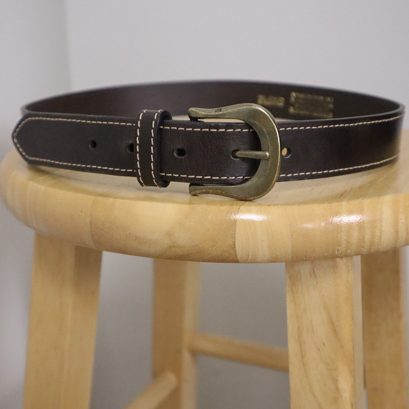 Vintage x Leather Contrast Stitched Belt (S)