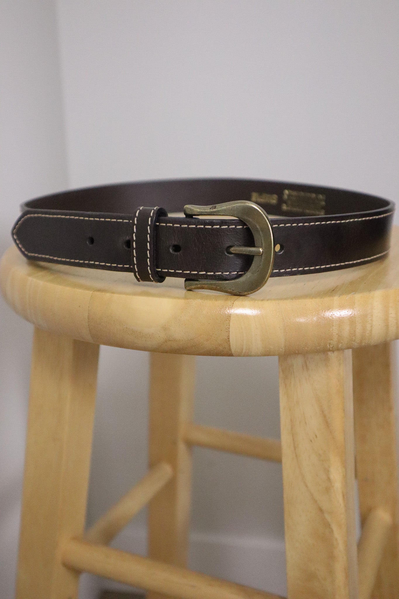 Vintage x Leather Contrast Stitched Belt (S)