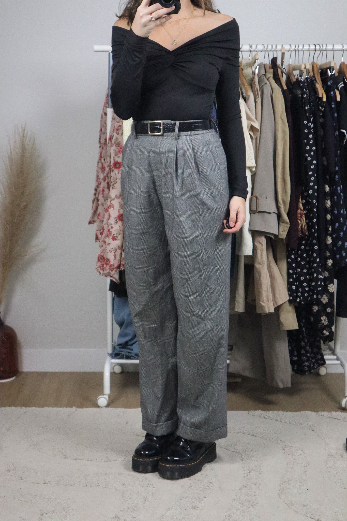 Modern x Deadstock x Lilysilk Wool Plaid Pants (S)