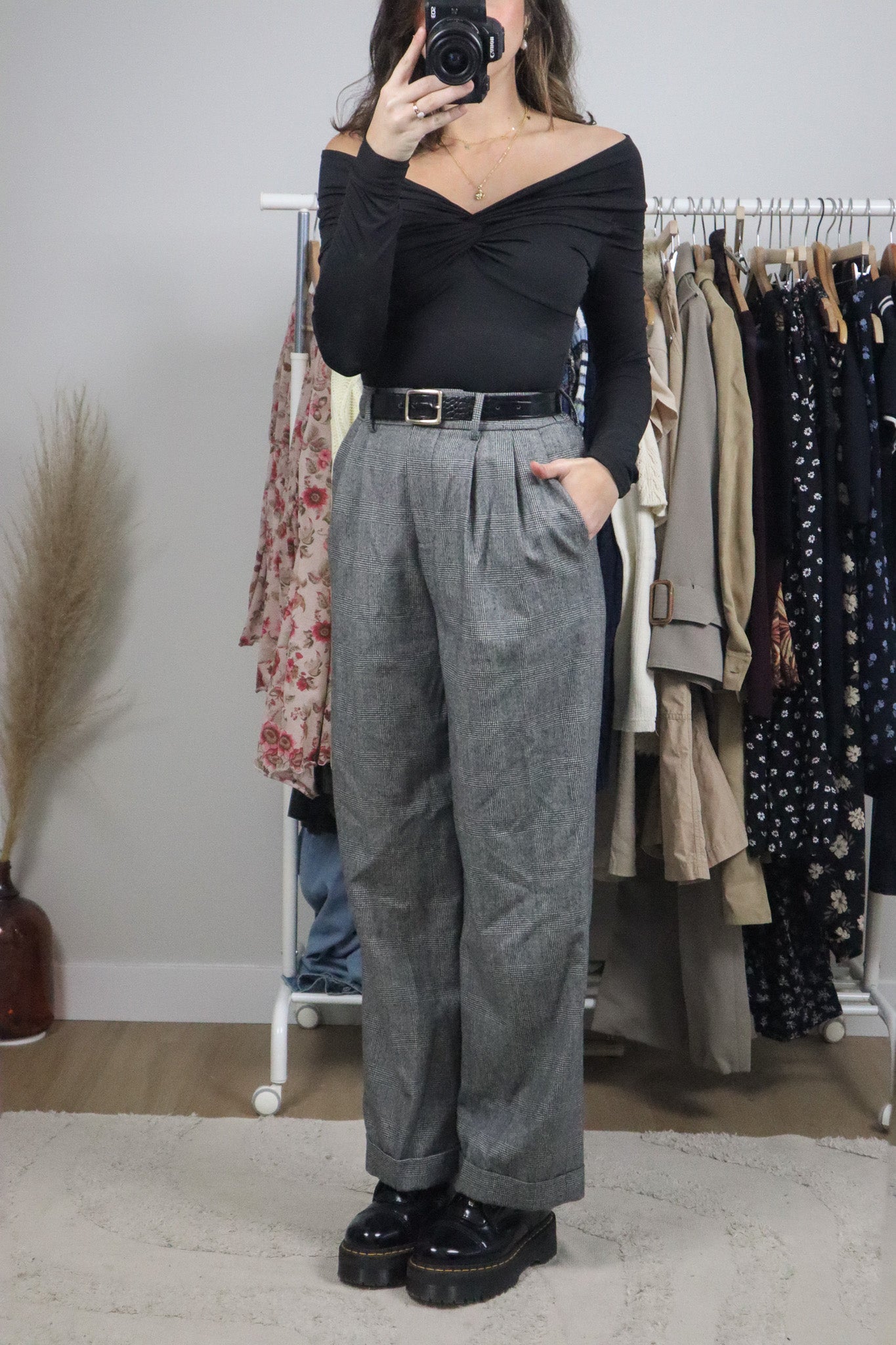 Modern x Deadstock x Lilysilk Wool Plaid Pants (S)