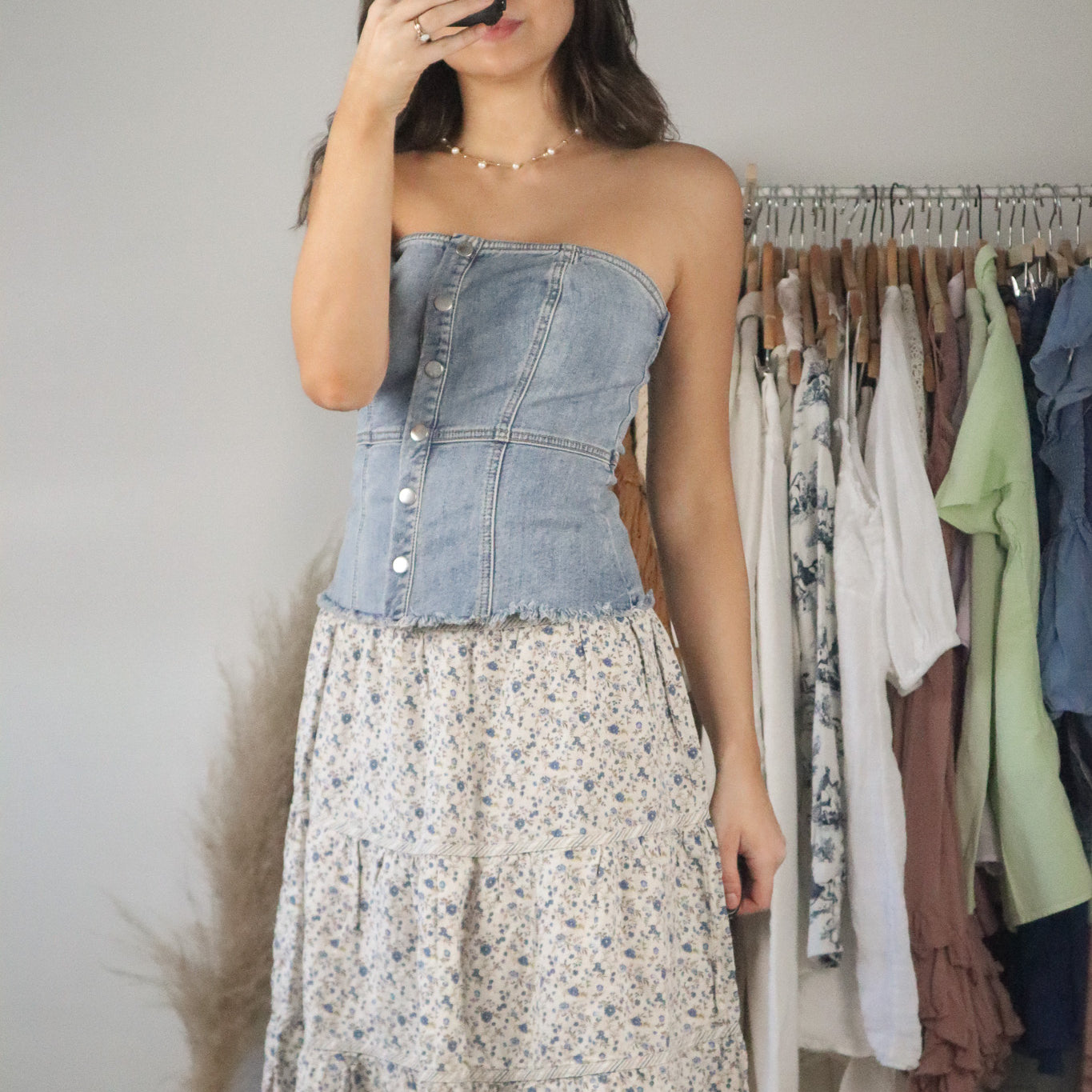 Modern x Cropped Denim Tube Top (S)