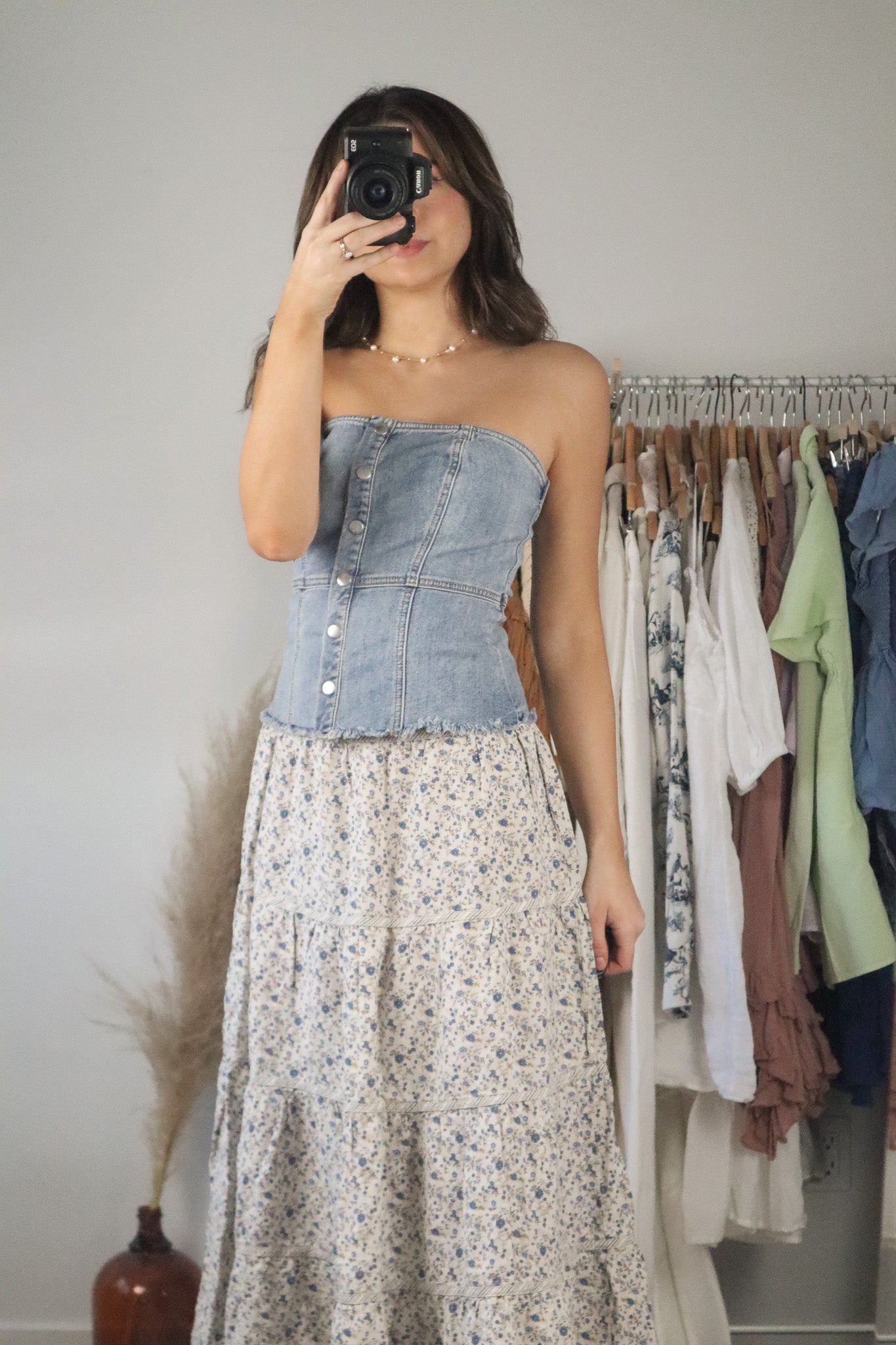 Modern x Cropped Denim Tube Top (S)