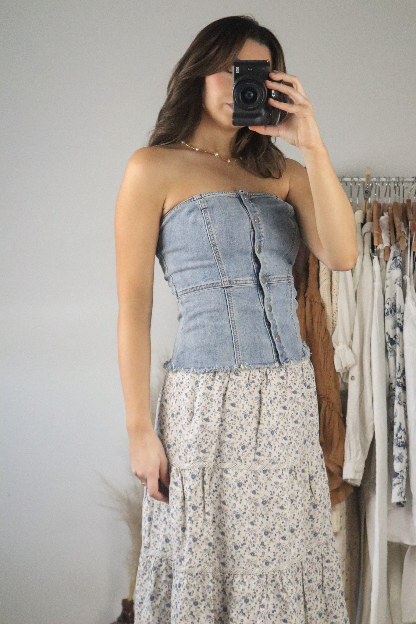 Modern x Cropped Denim Tube Top (S)