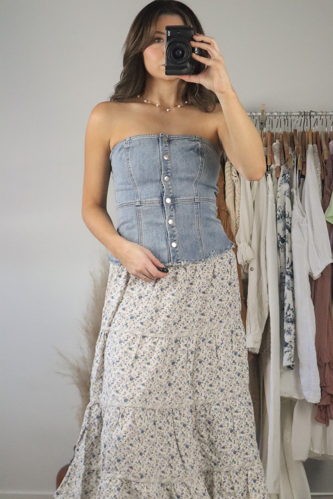 Modern x Cropped Denim Tube Top (S)