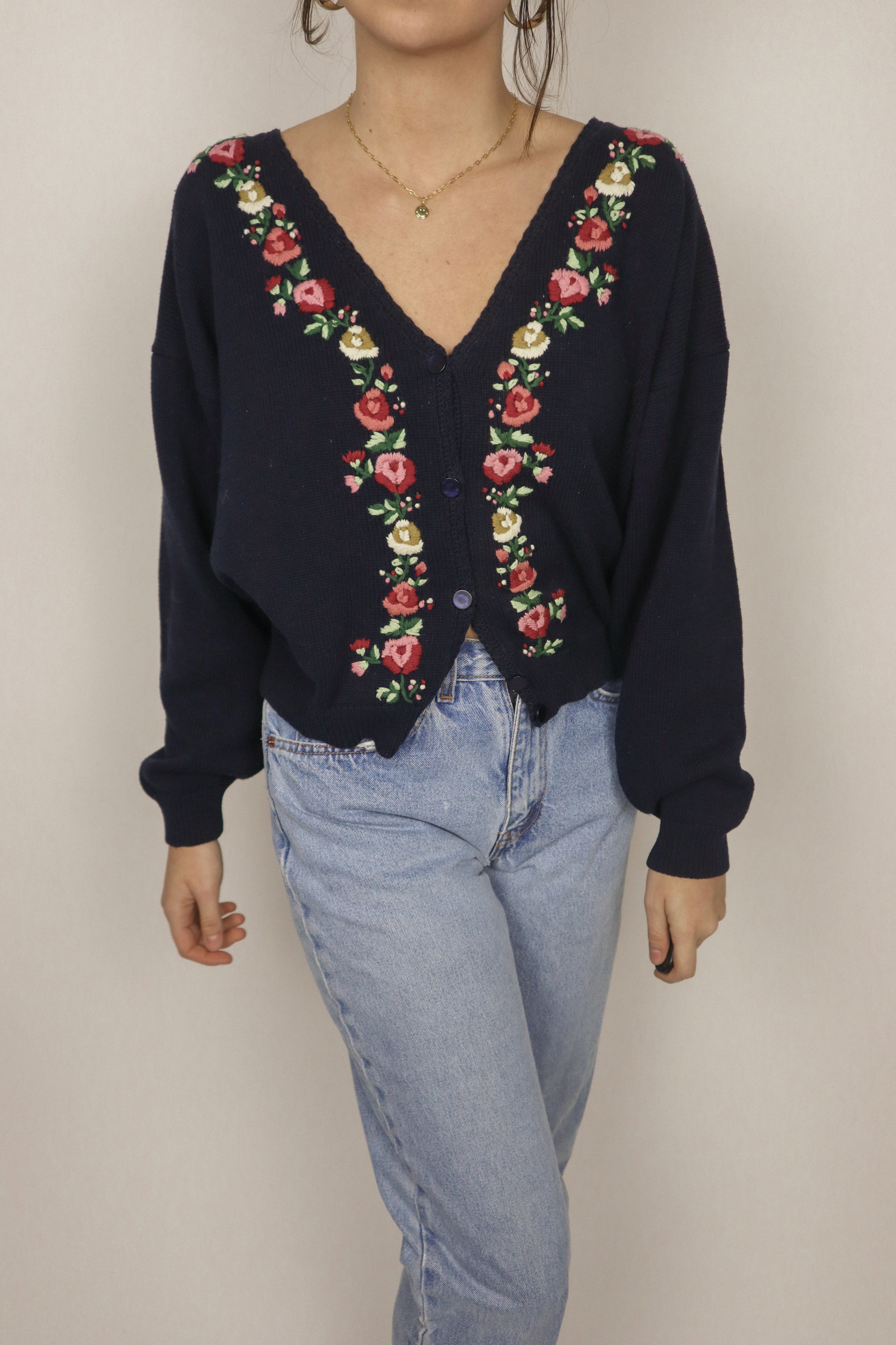 Vintage x Embroidered Cardigan (S)