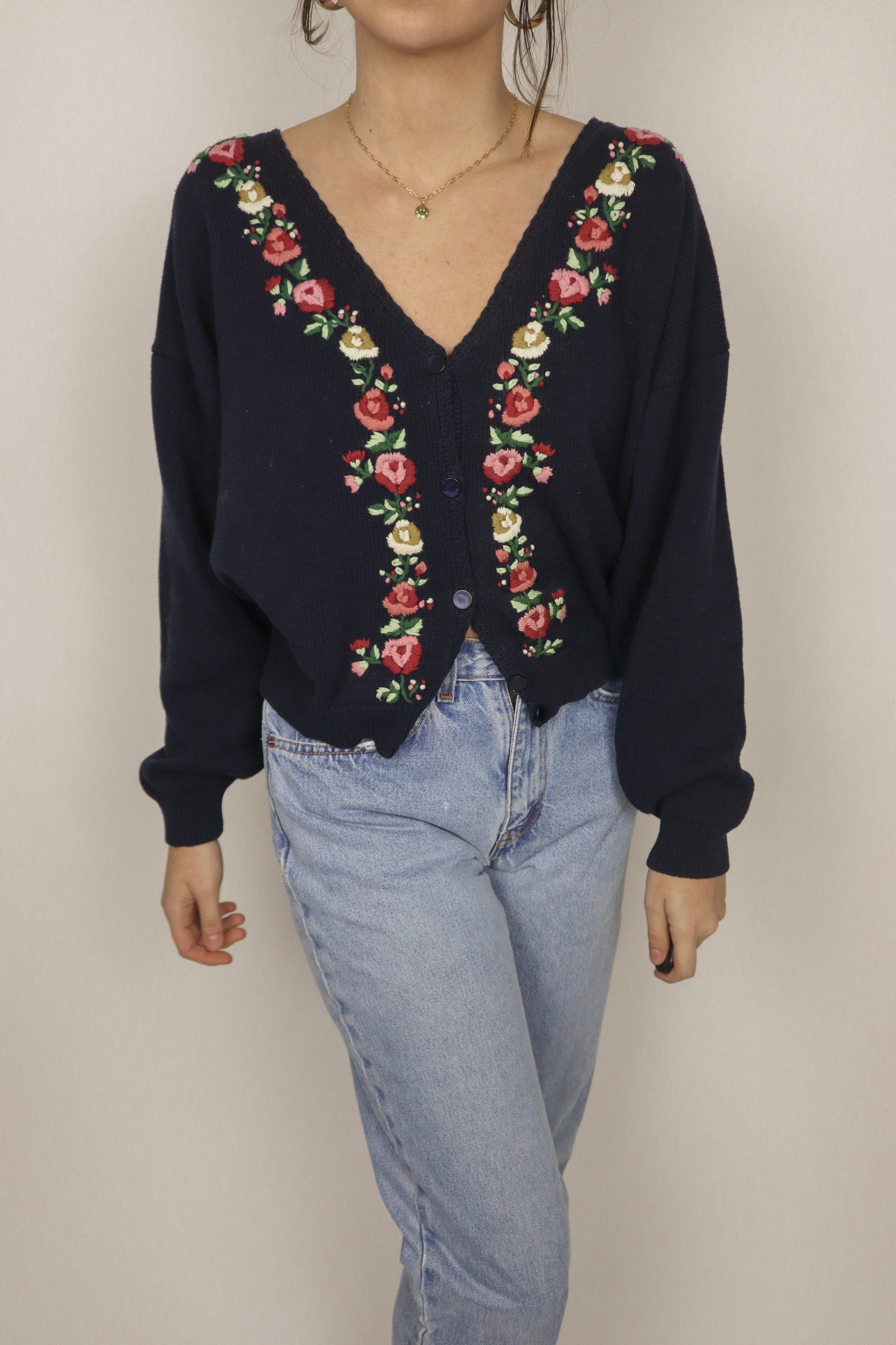 Vintage x Embroidered Cardigan (S)