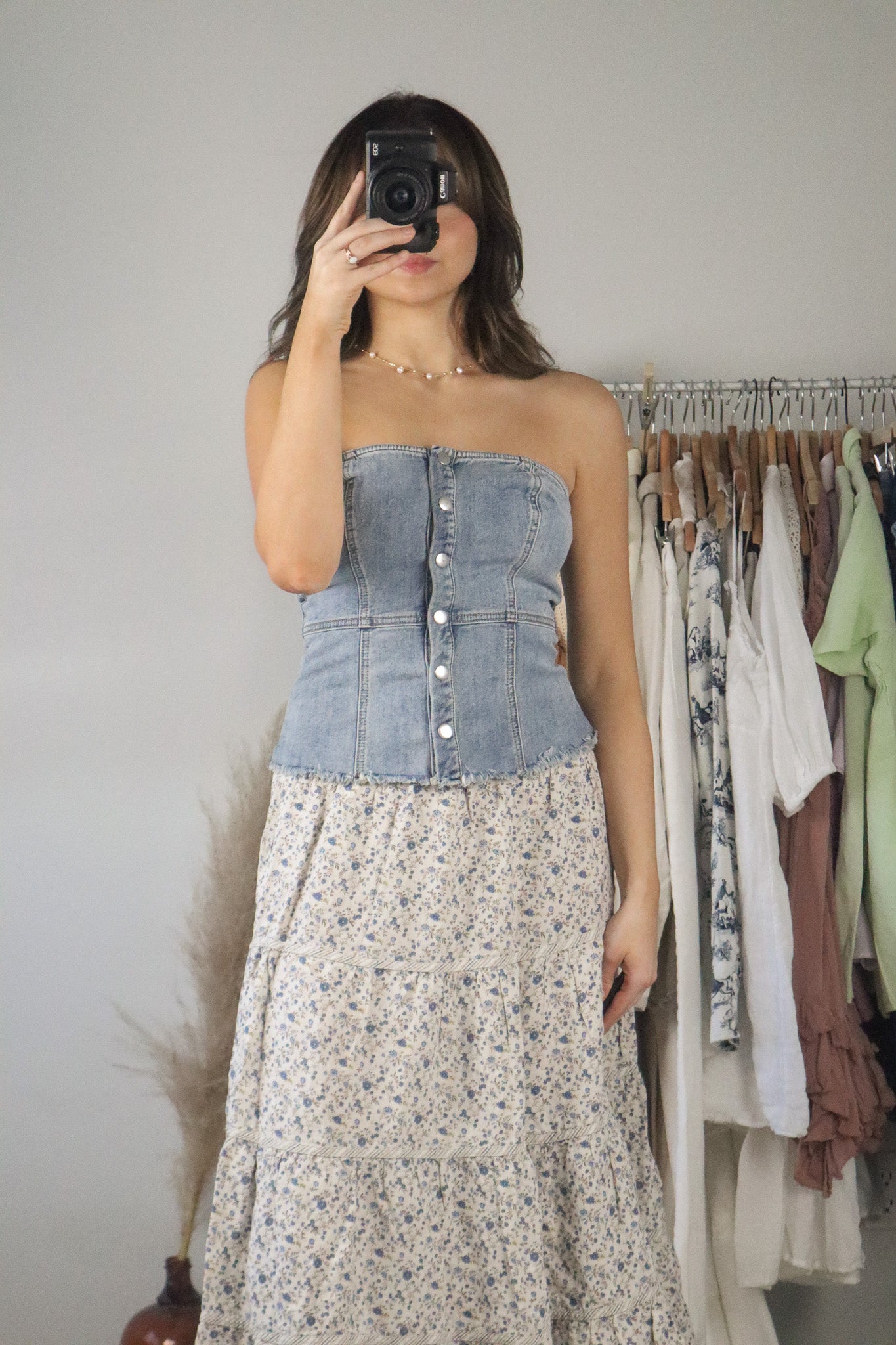 Modern x Cropped Denim Tube Top (S)
