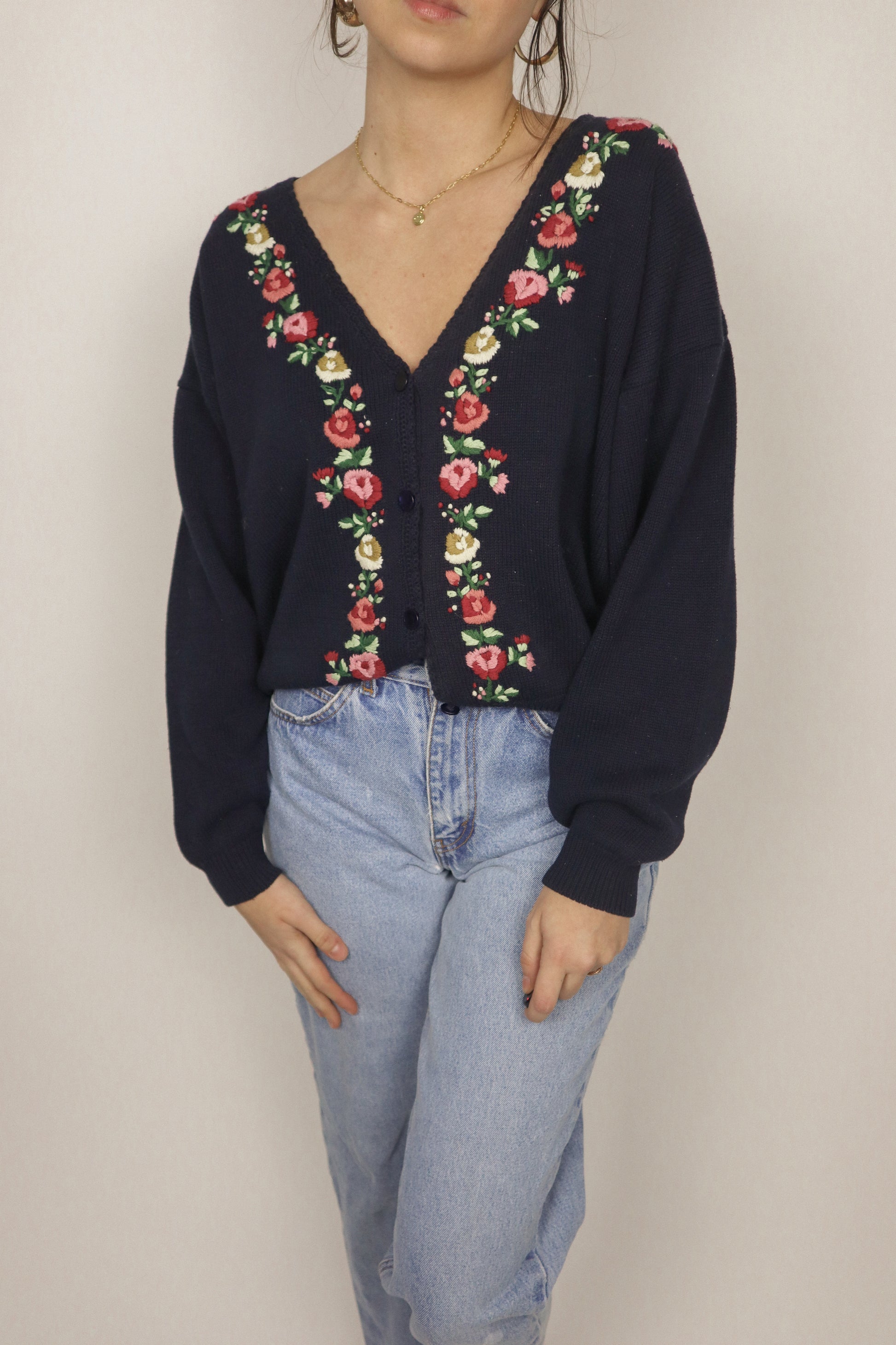 Vintage x Embroidered Cardigan (S)