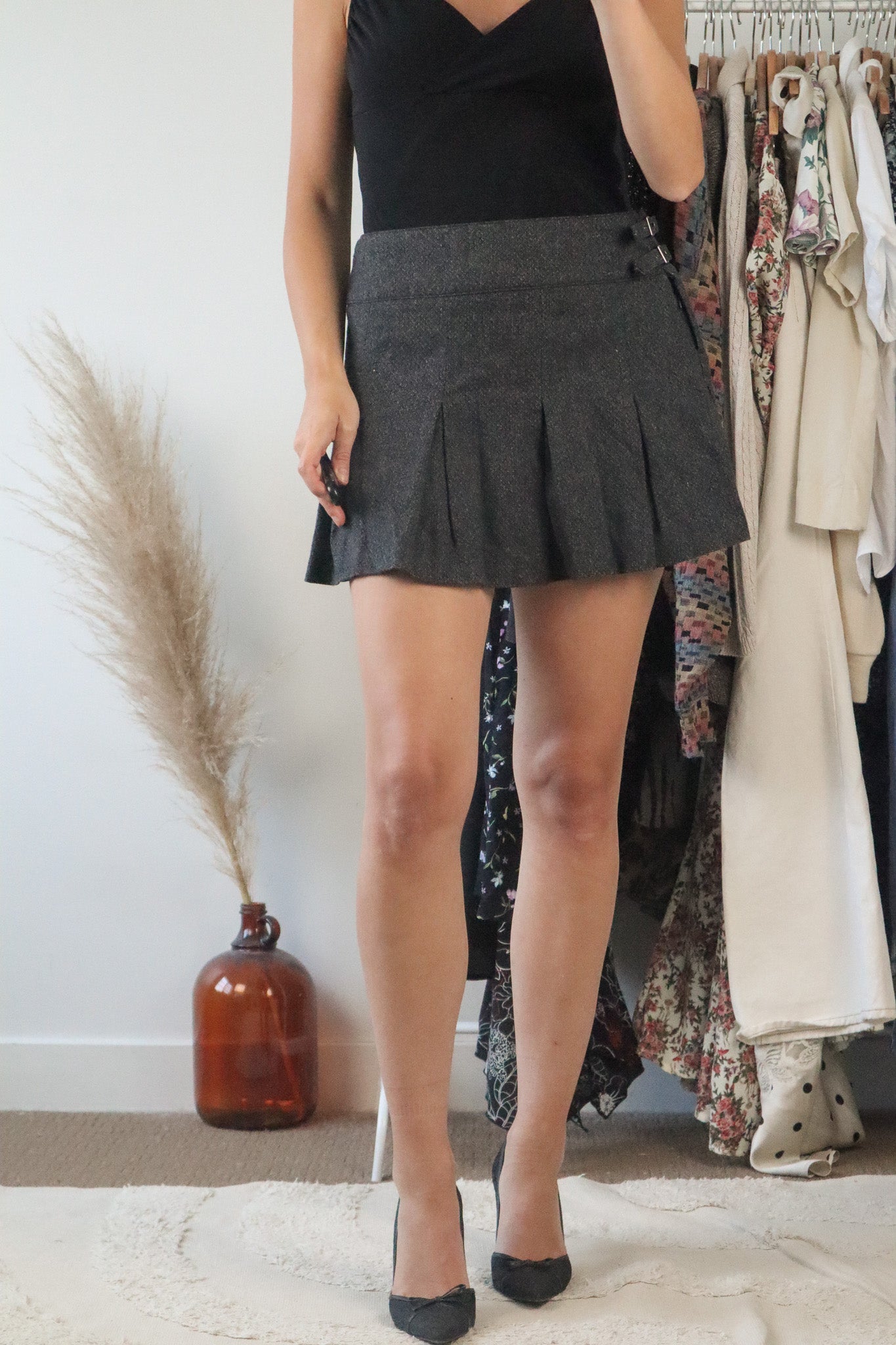 Made in Italy x Wool Blend Pleated Mini Skirt (29/30)