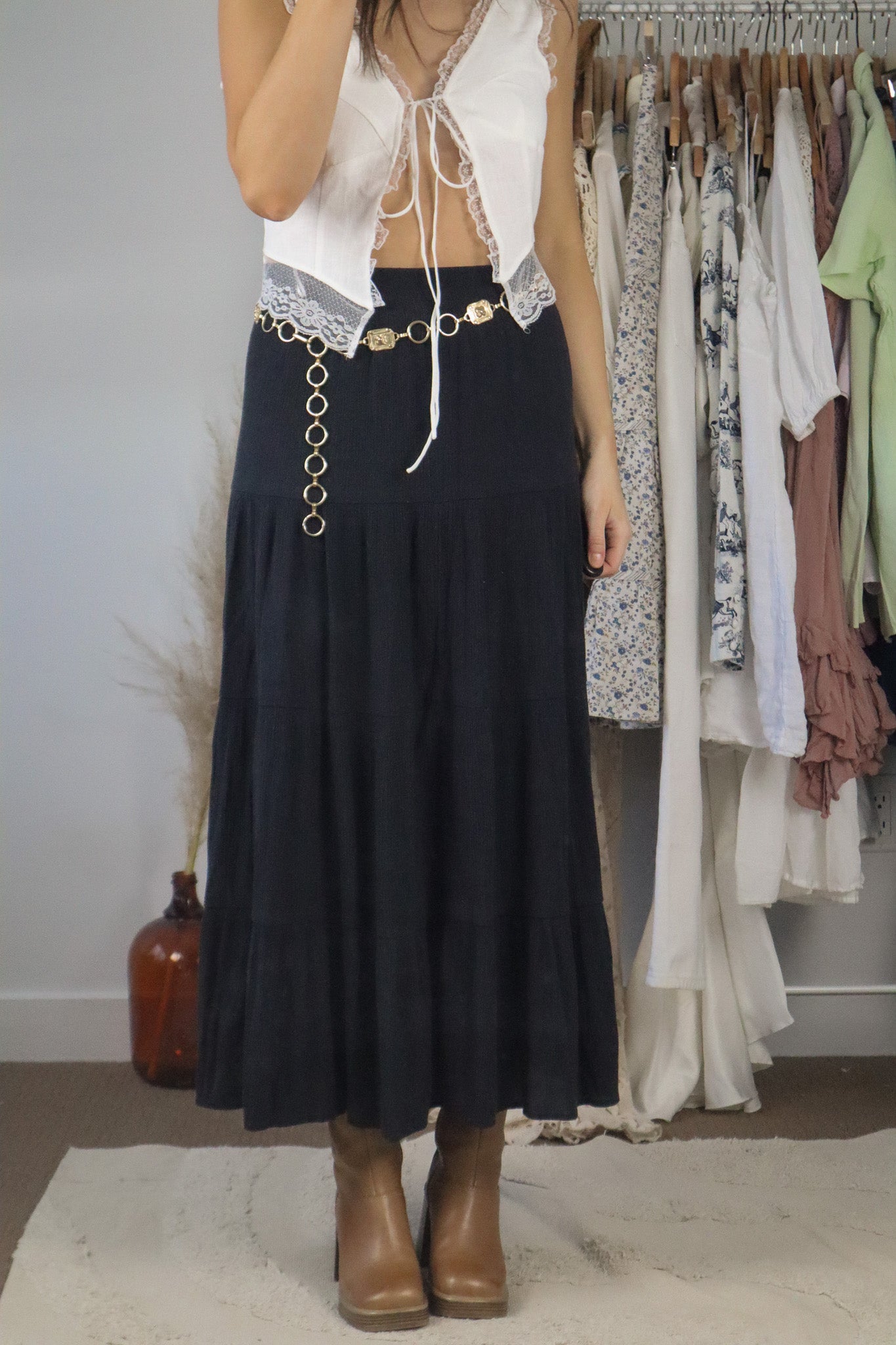 Made in Canada x Vintage x Tiered Maxi Skirt (4/6)