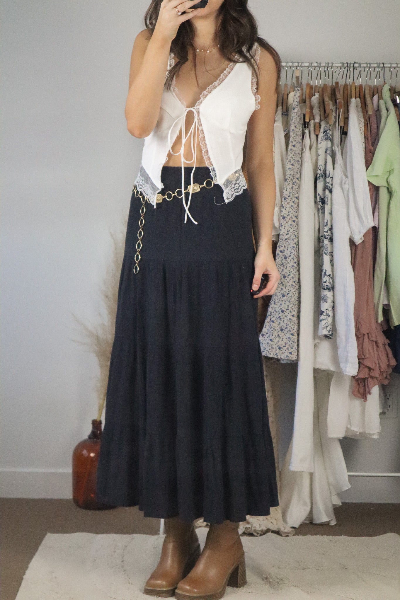 Made in Canada x Vintage x Tiered Maxi Skirt (4/6)