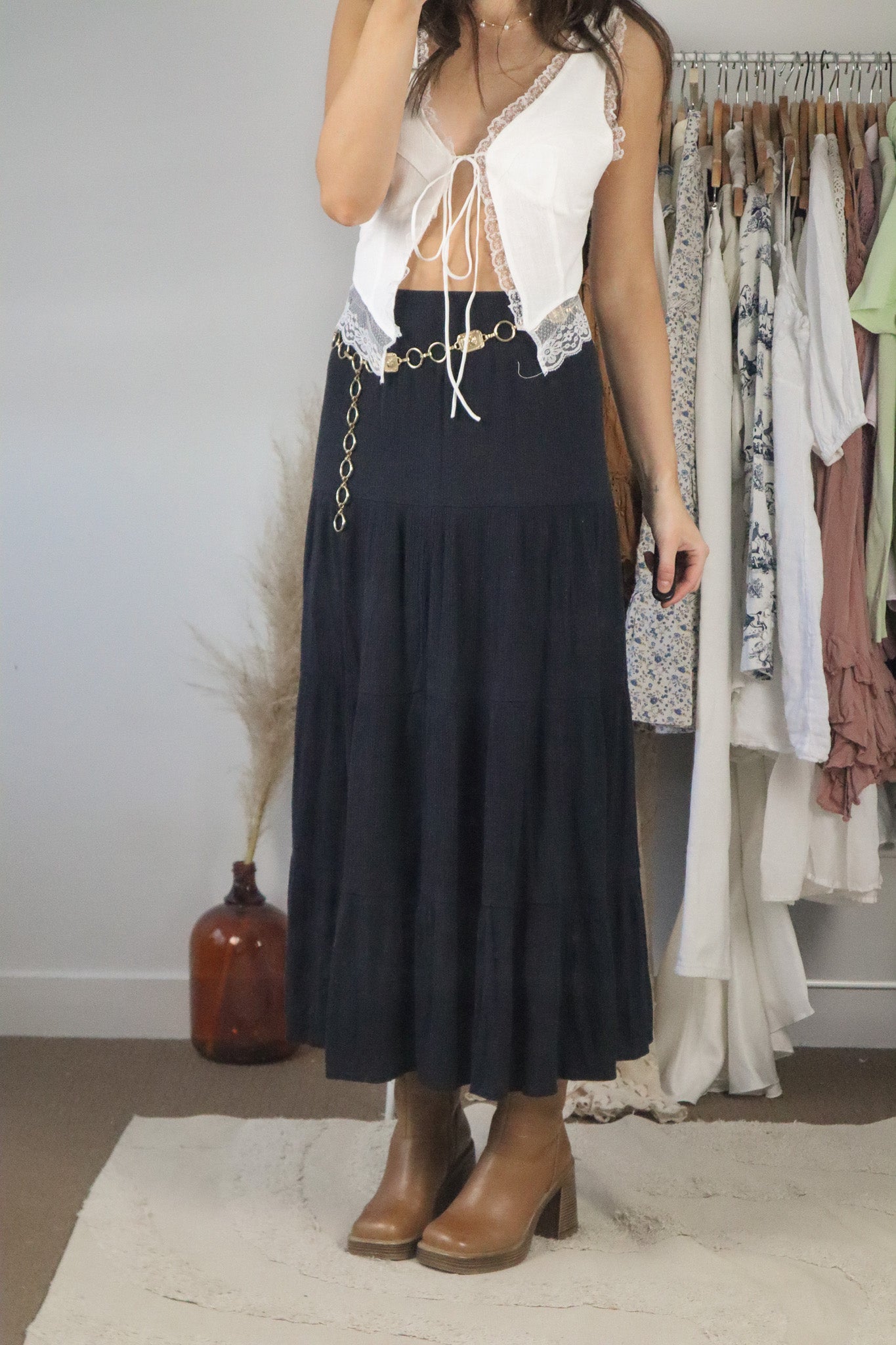 Made in Canada x Vintage x Tiered Maxi Skirt (4/6)