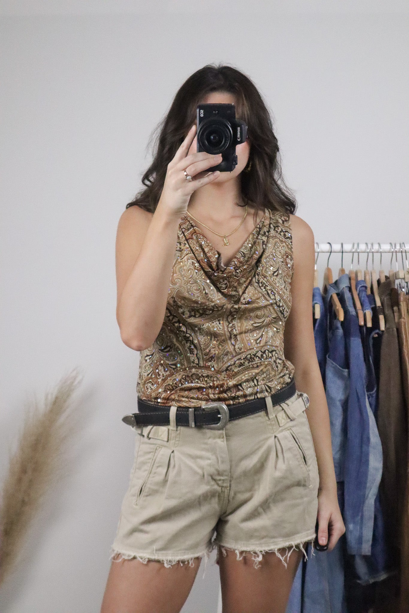 Vintage x Paisley Embellished Cowl Neck Top (M)