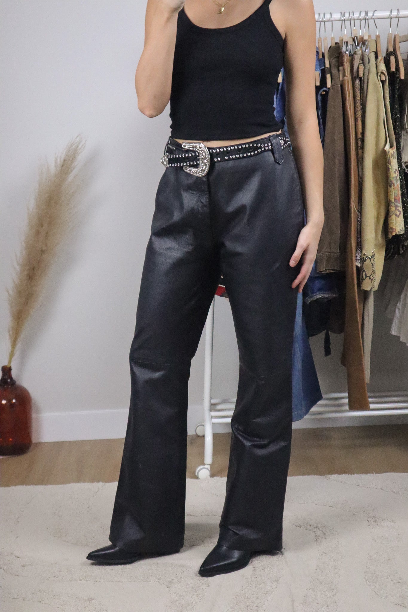 Vintage x Leather Midrise Straight Leg Pants (10)