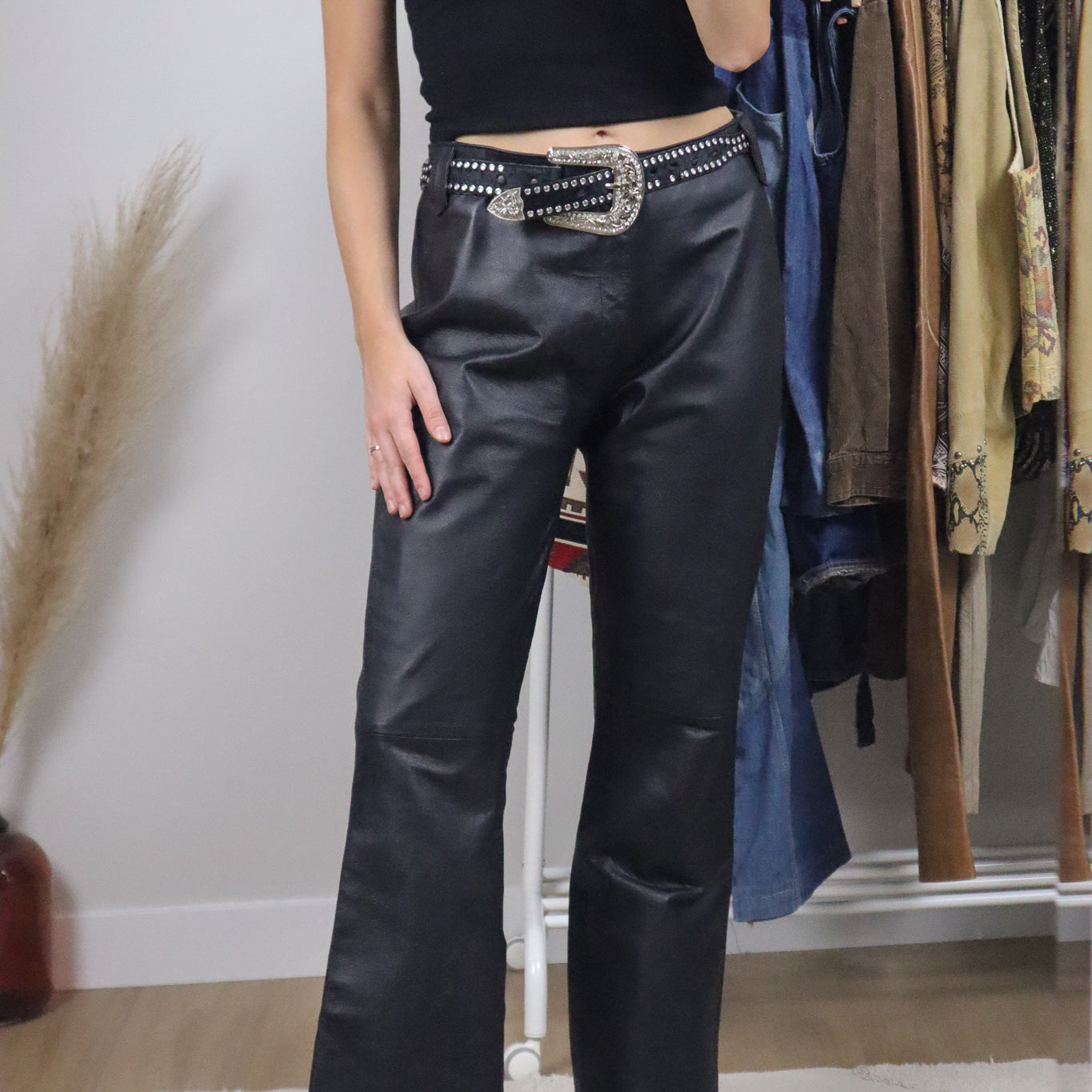 Vintage x Leather Midrise Straight Leg Pants (10)