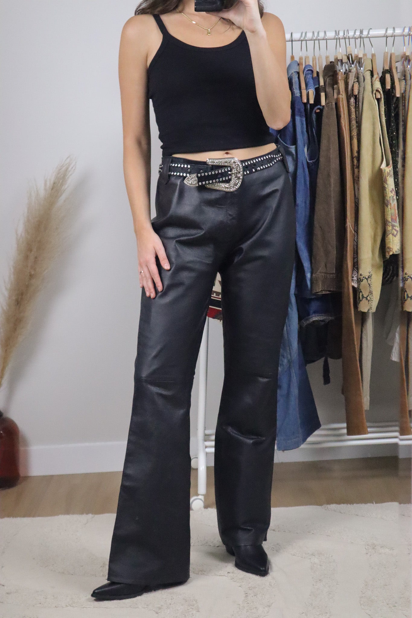 Vintage x Leather Midrise Straight Leg Pants (10)
