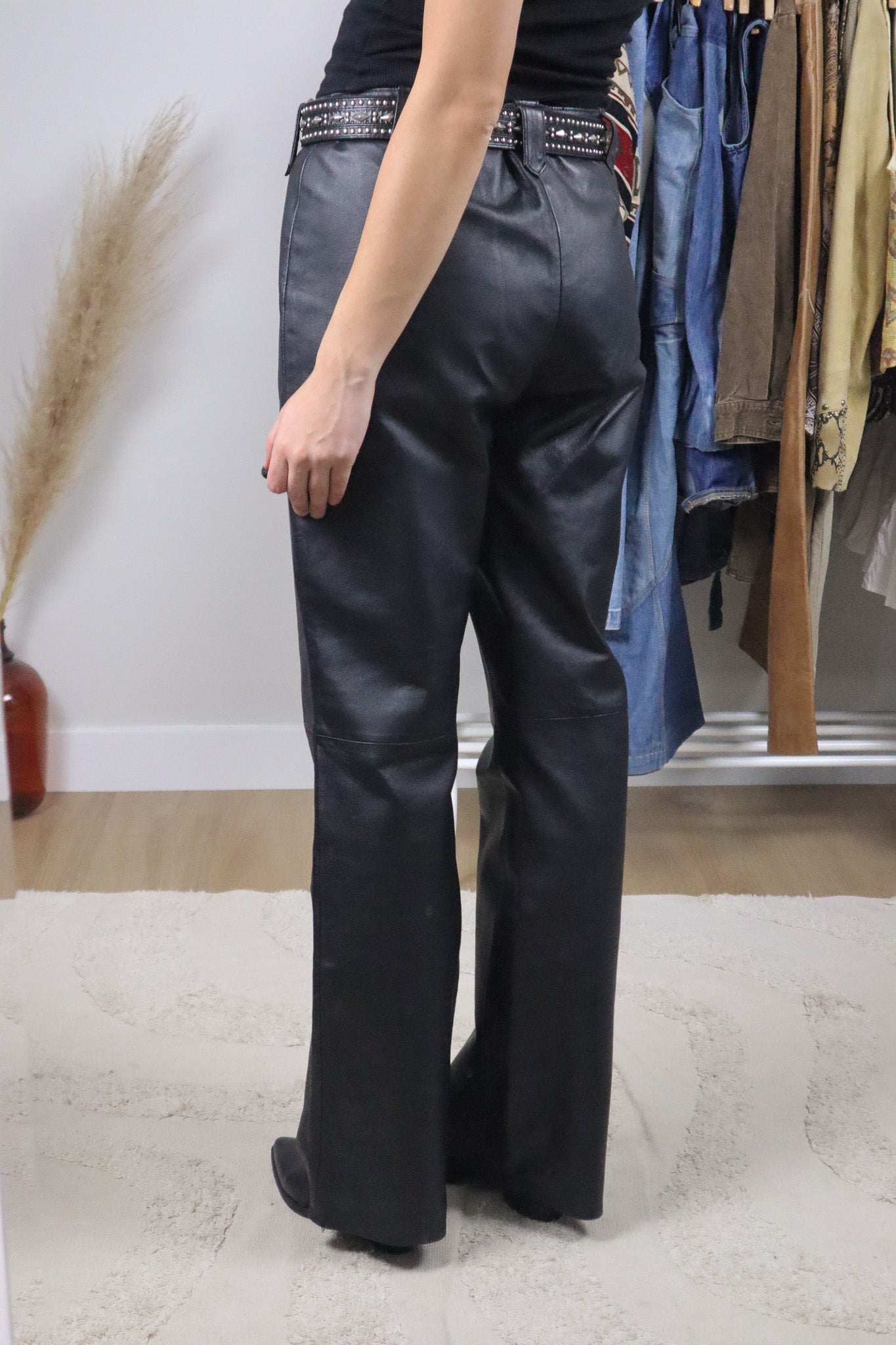 Vintage x Leather Midrise Straight Leg Pants (10)