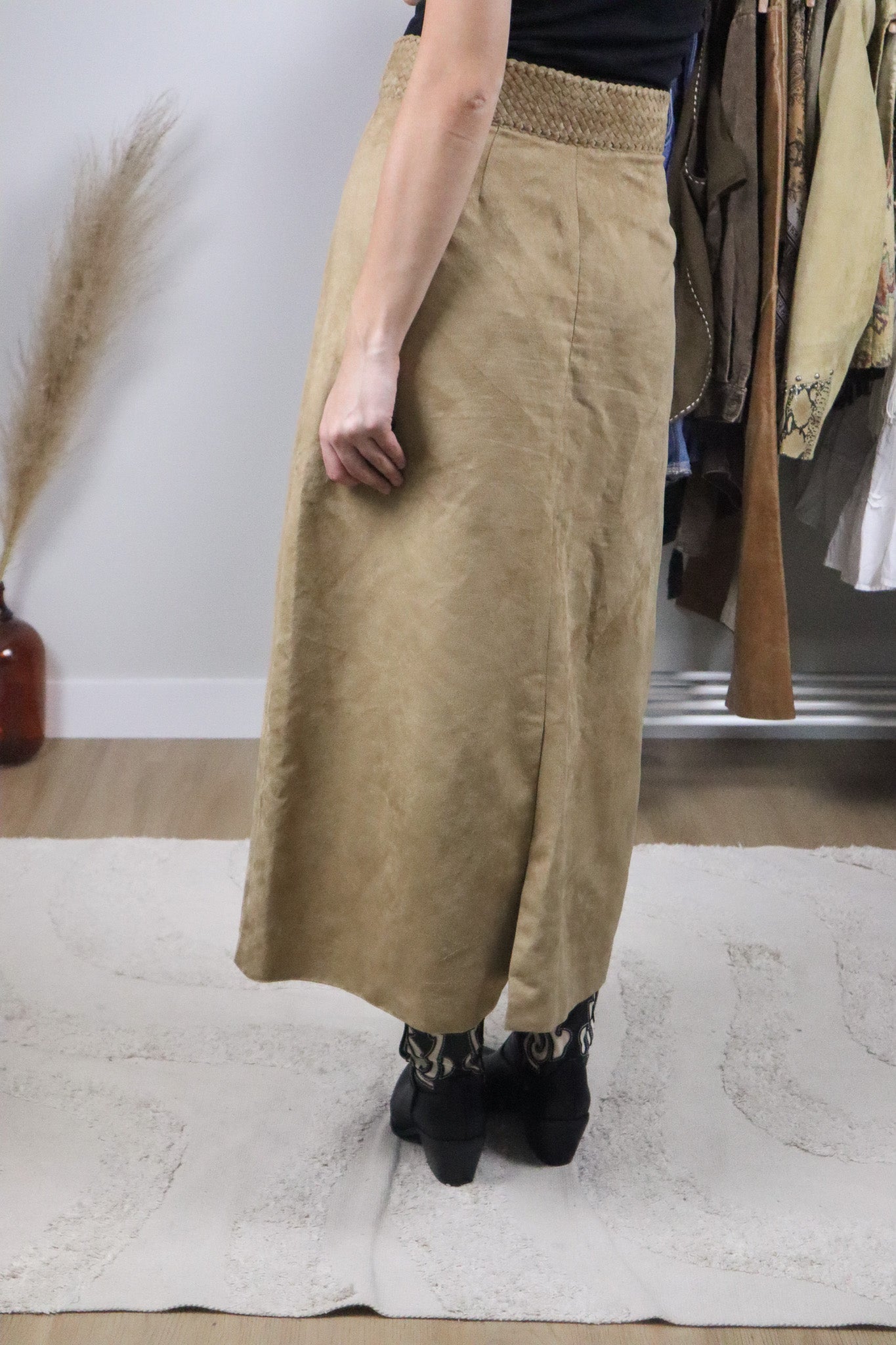 Vintage x Fringed Faux Suede Skirt (10)