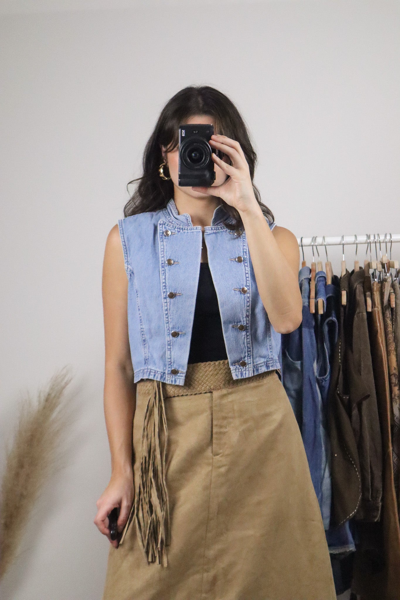 Made in Canada x Vintage x Cropped Denim Vest (XS/S)