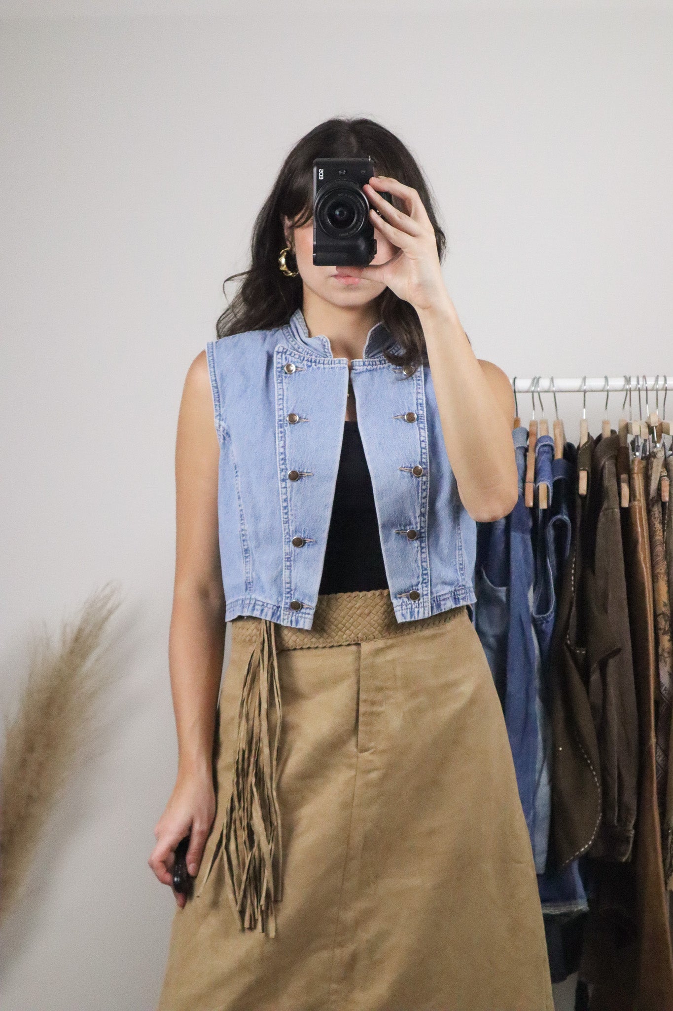 Made in Canada x Vintage x Cropped Denim Vest (XS/S)