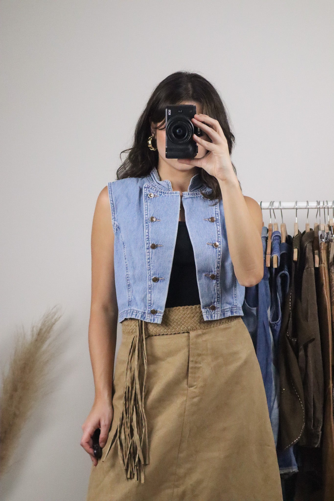 Made in Canada x Vintage x Cropped Denim Vest (XS/S)