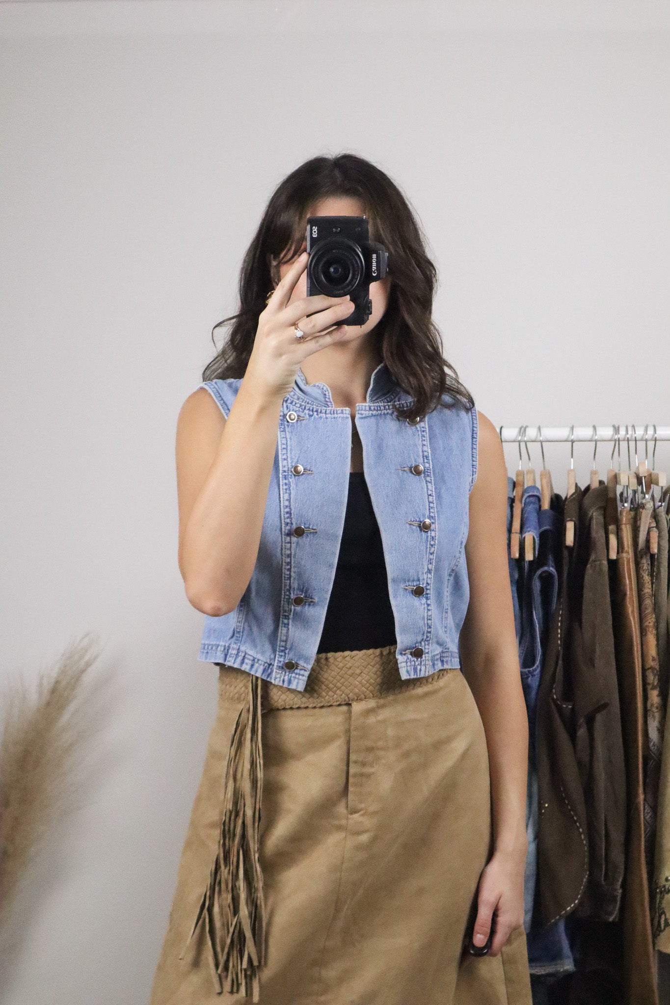 Made in Canada x Vintage x Cropped Denim Vest (XS/S)