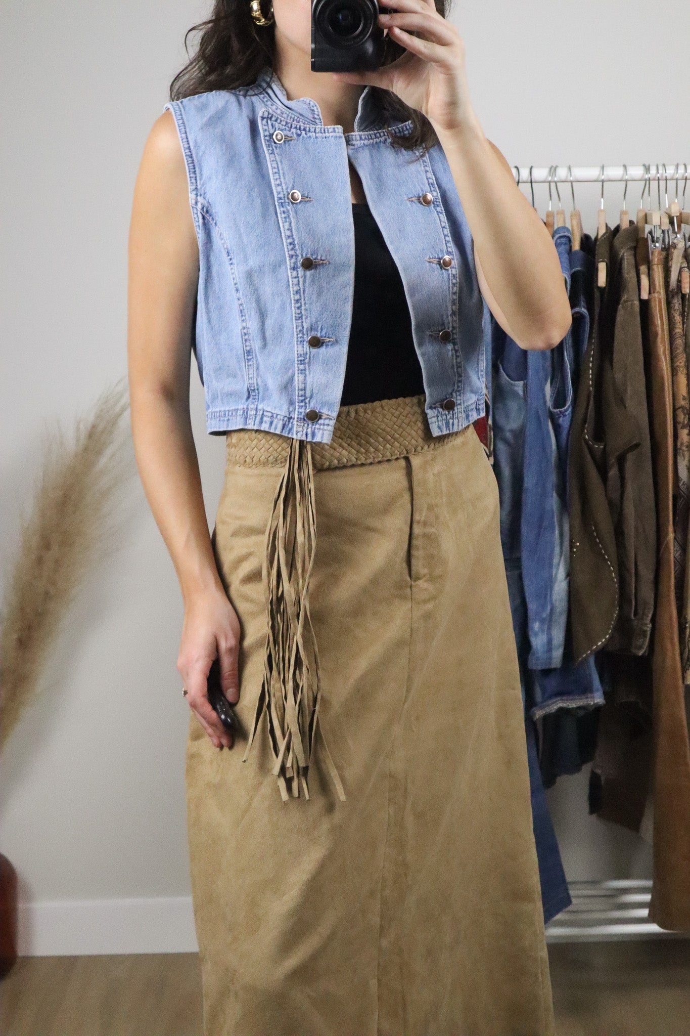 Made in Canada x Vintage x Cropped Denim Vest (XS/S)