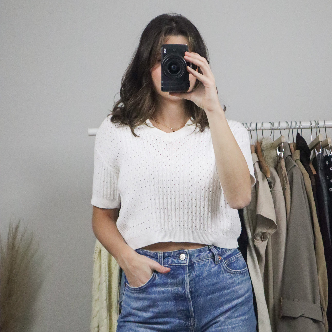 Made in USA x Vintage x Cotton Collared Short-Sleeve Knit (S)