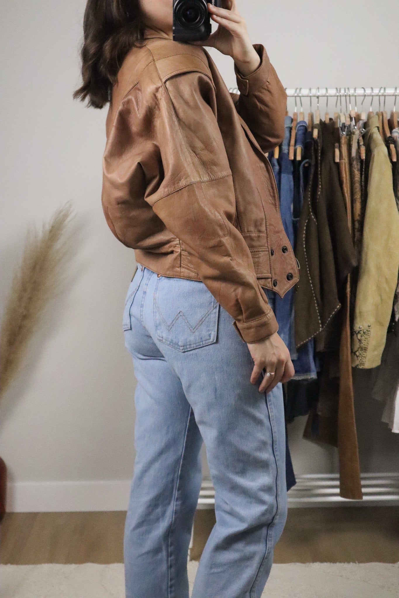 Vintage x Cropped Leather Jacket (M)