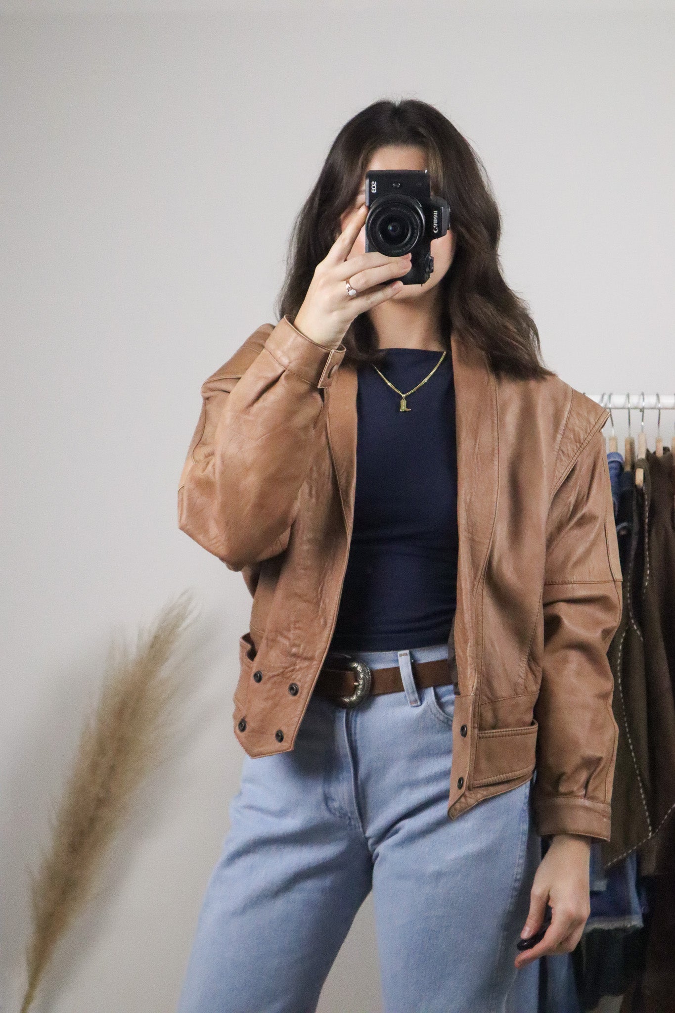 Vintage x Cropped Leather Jacket (M)