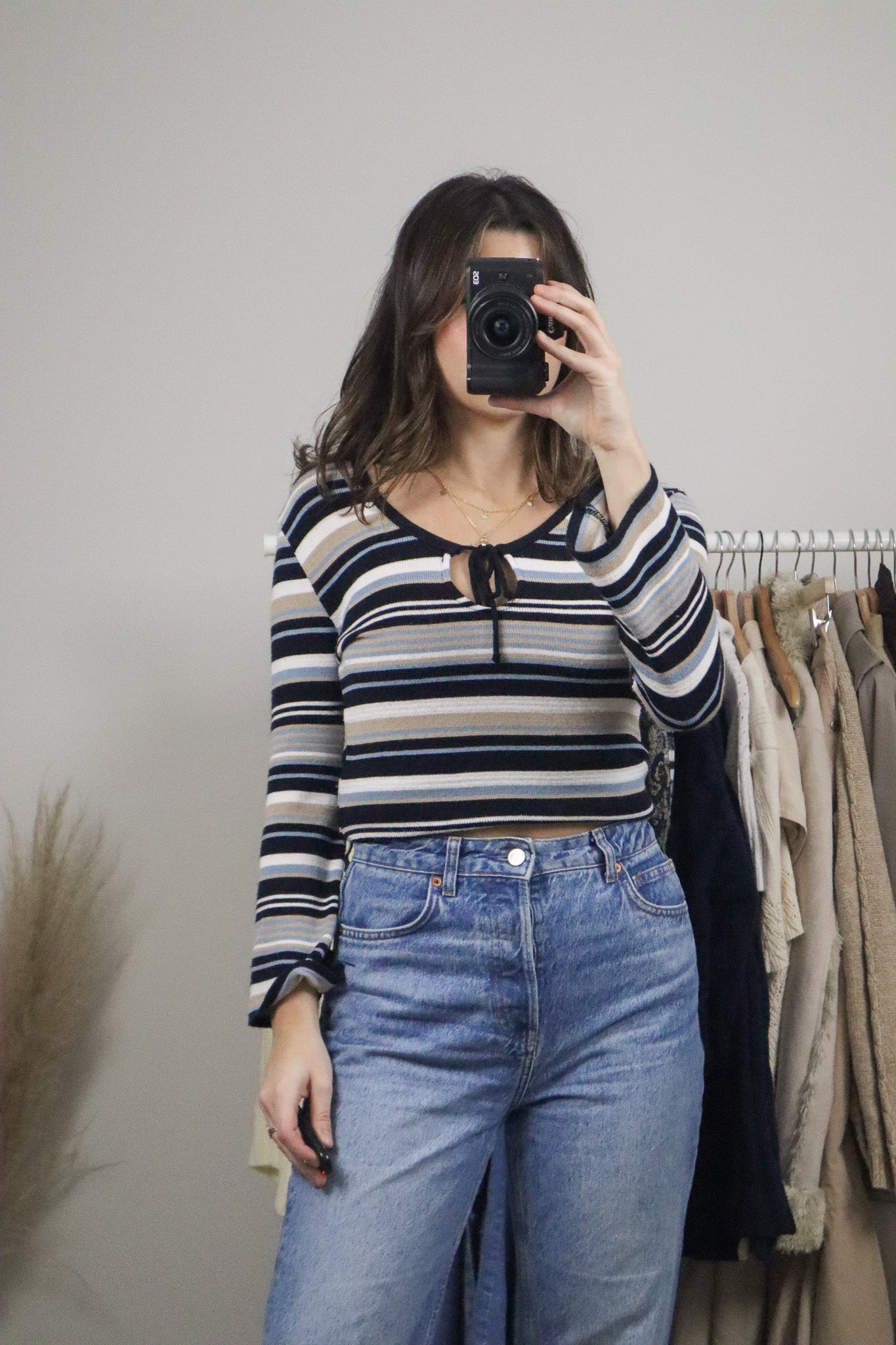 Made in Canada x Vintage x Striped Key Hole Knit (M)