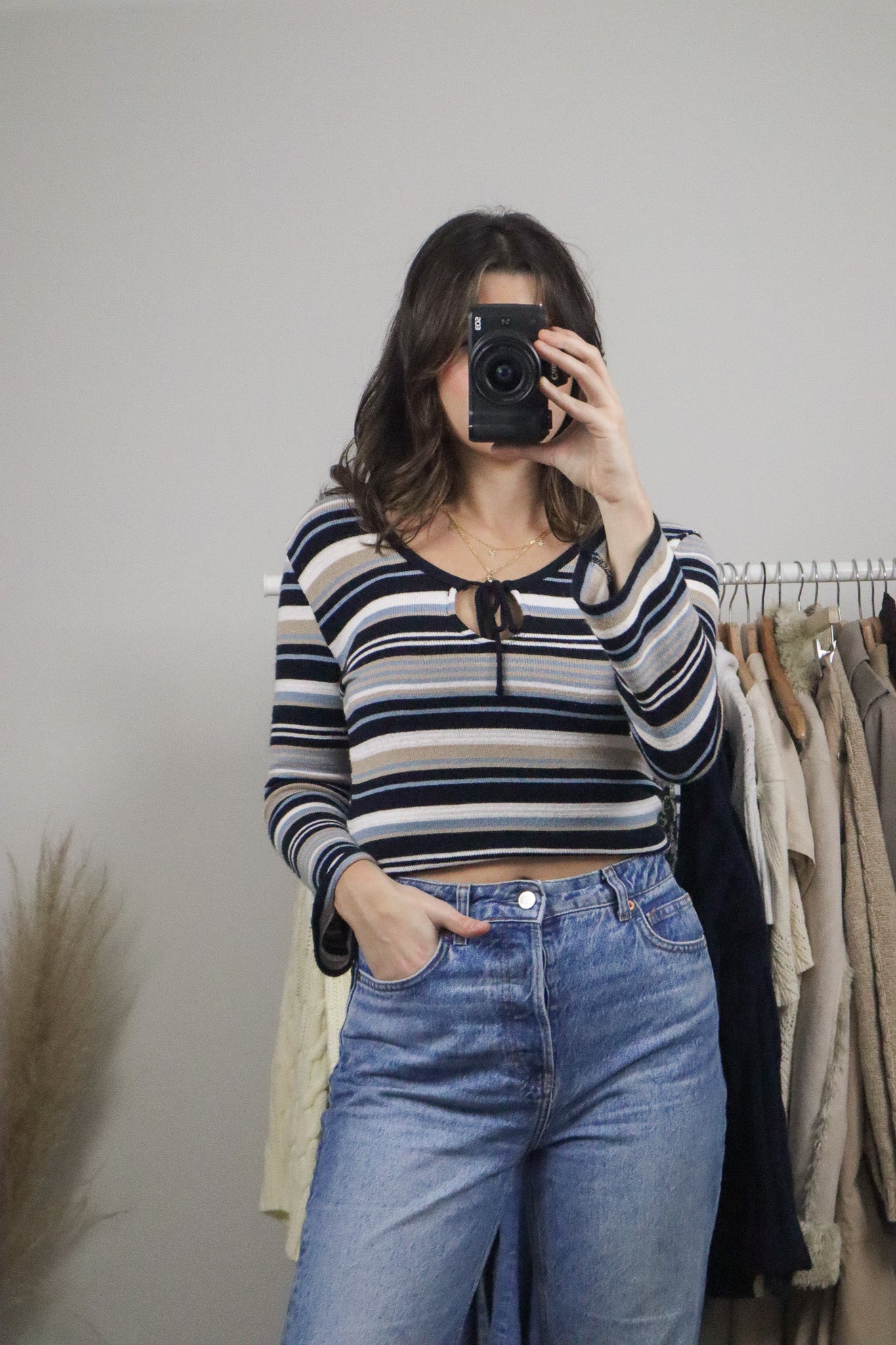 Made in Canada x Vintage x Striped Key Hole Knit (M)