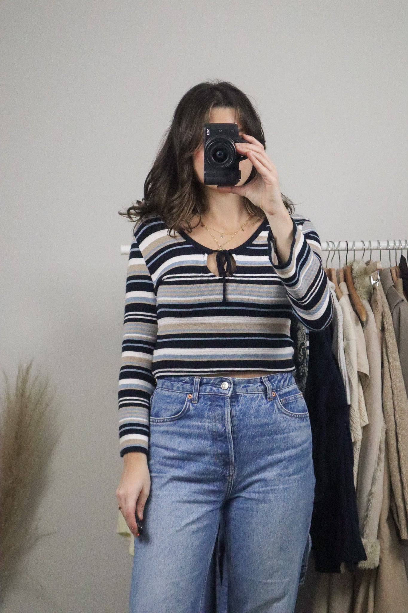 Made in Canada x Vintage x Striped Key Hole Knit (M)