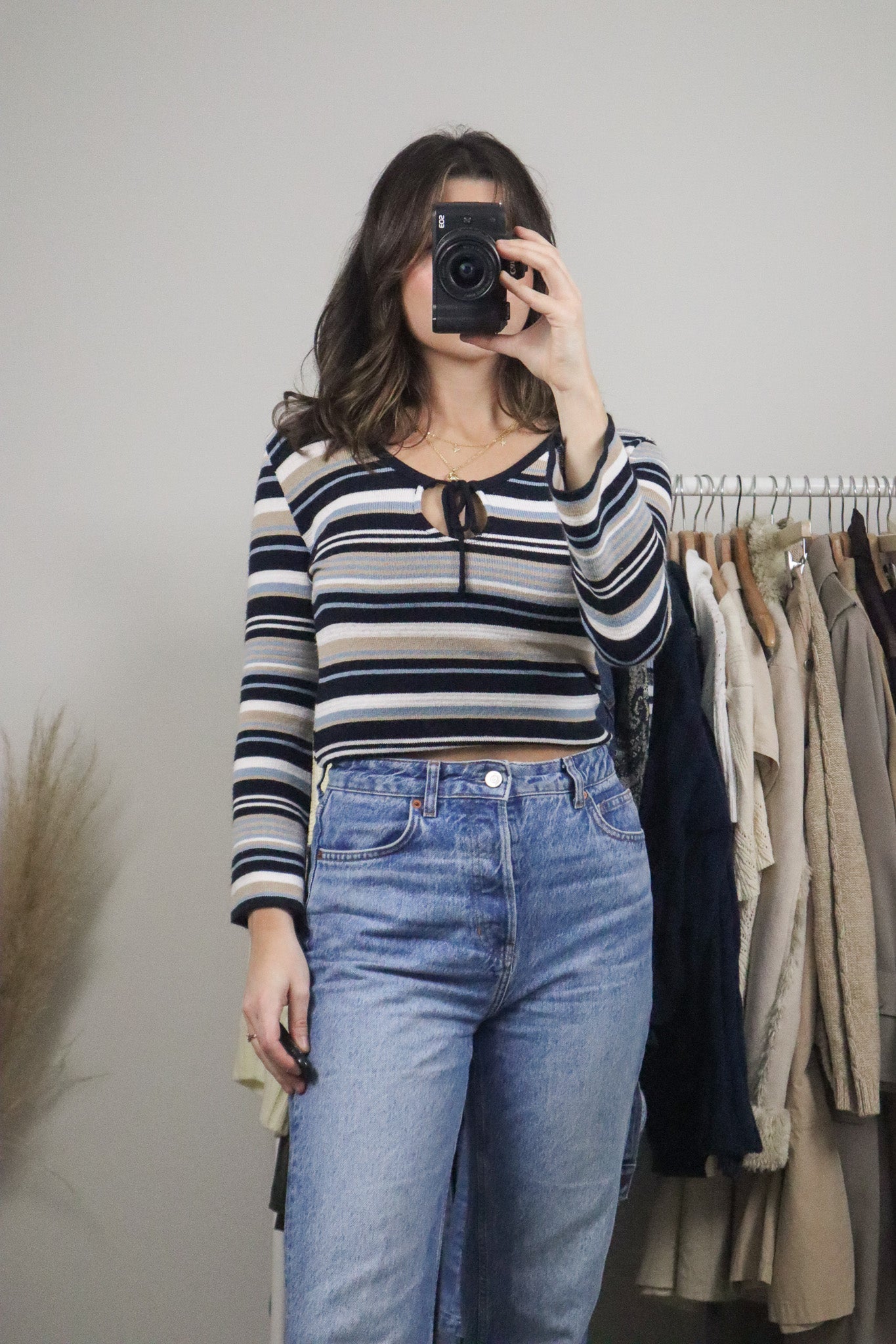 Made in Canada x Vintage x Striped Key Hole Knit (M)