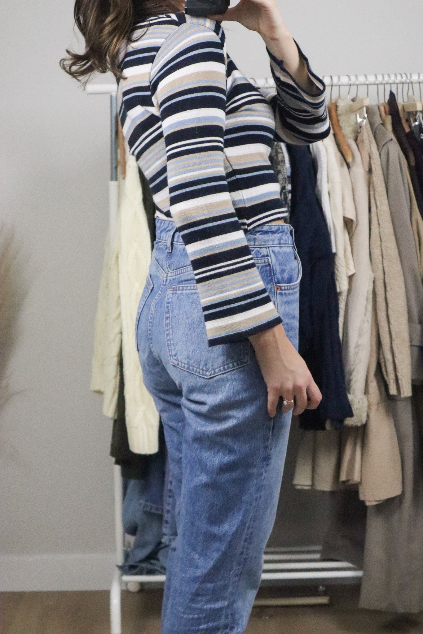 Made in Canada x Vintage x Striped Key Hole Knit (M)