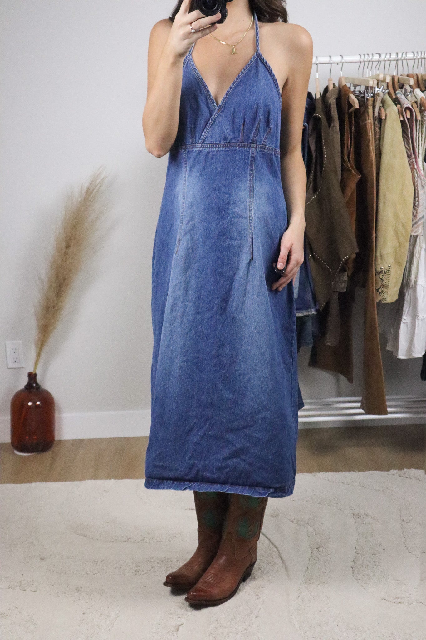 Vintage x Denim Halter Dress (10)