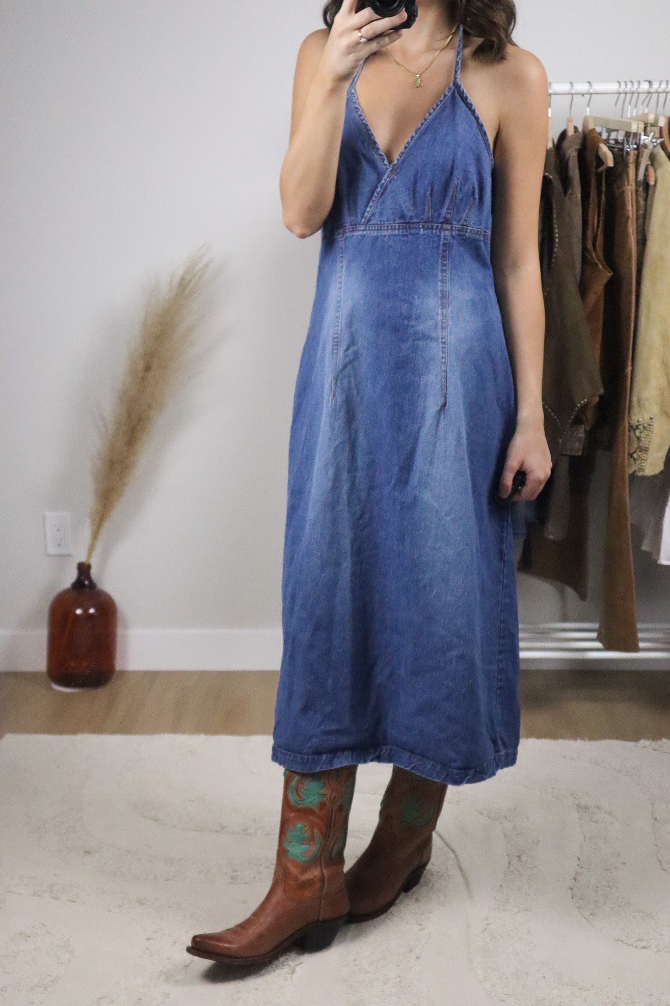 Vintage x Denim Halter Dress (10)