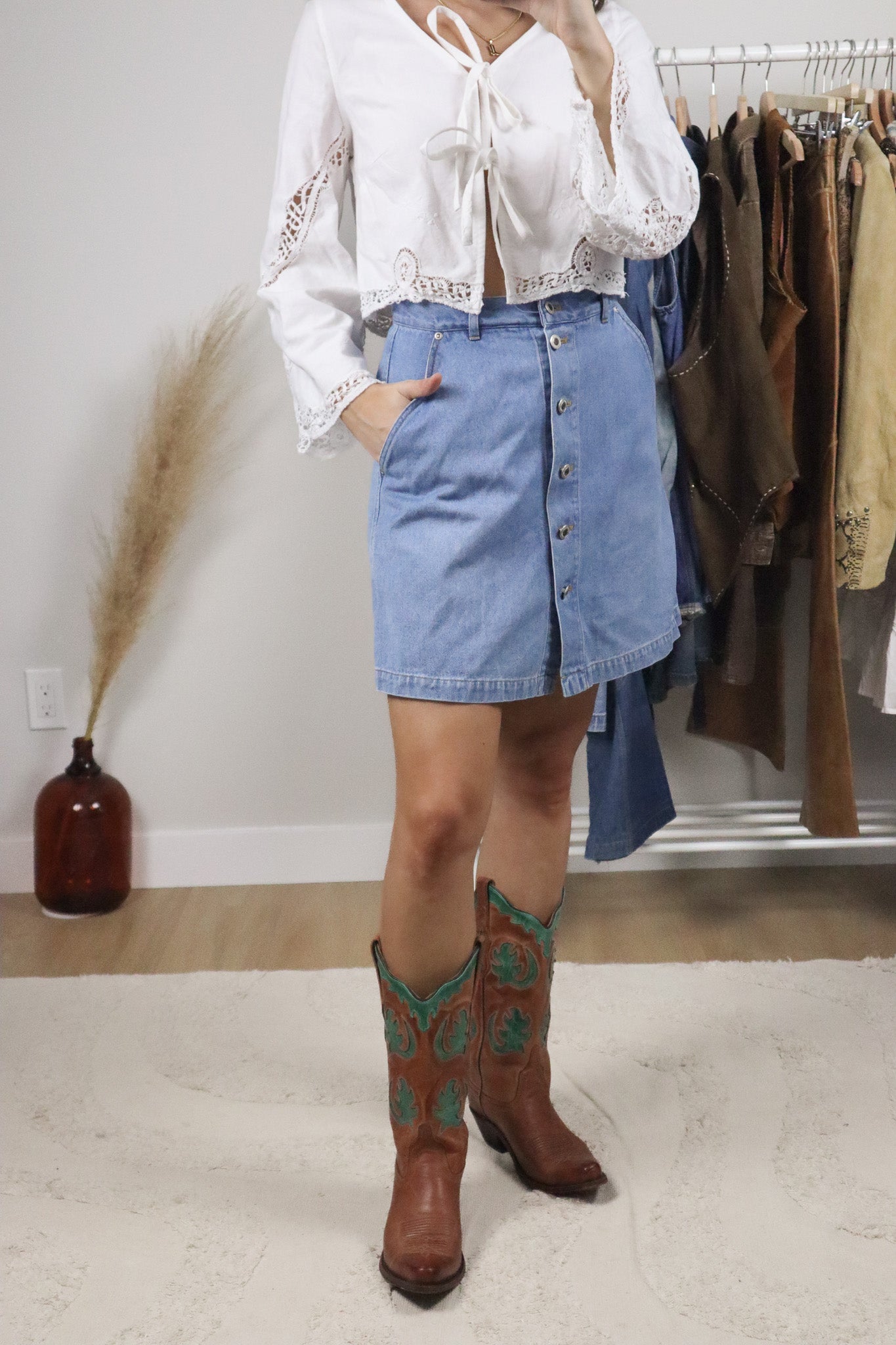 Denim x Button Mini Skort (6)