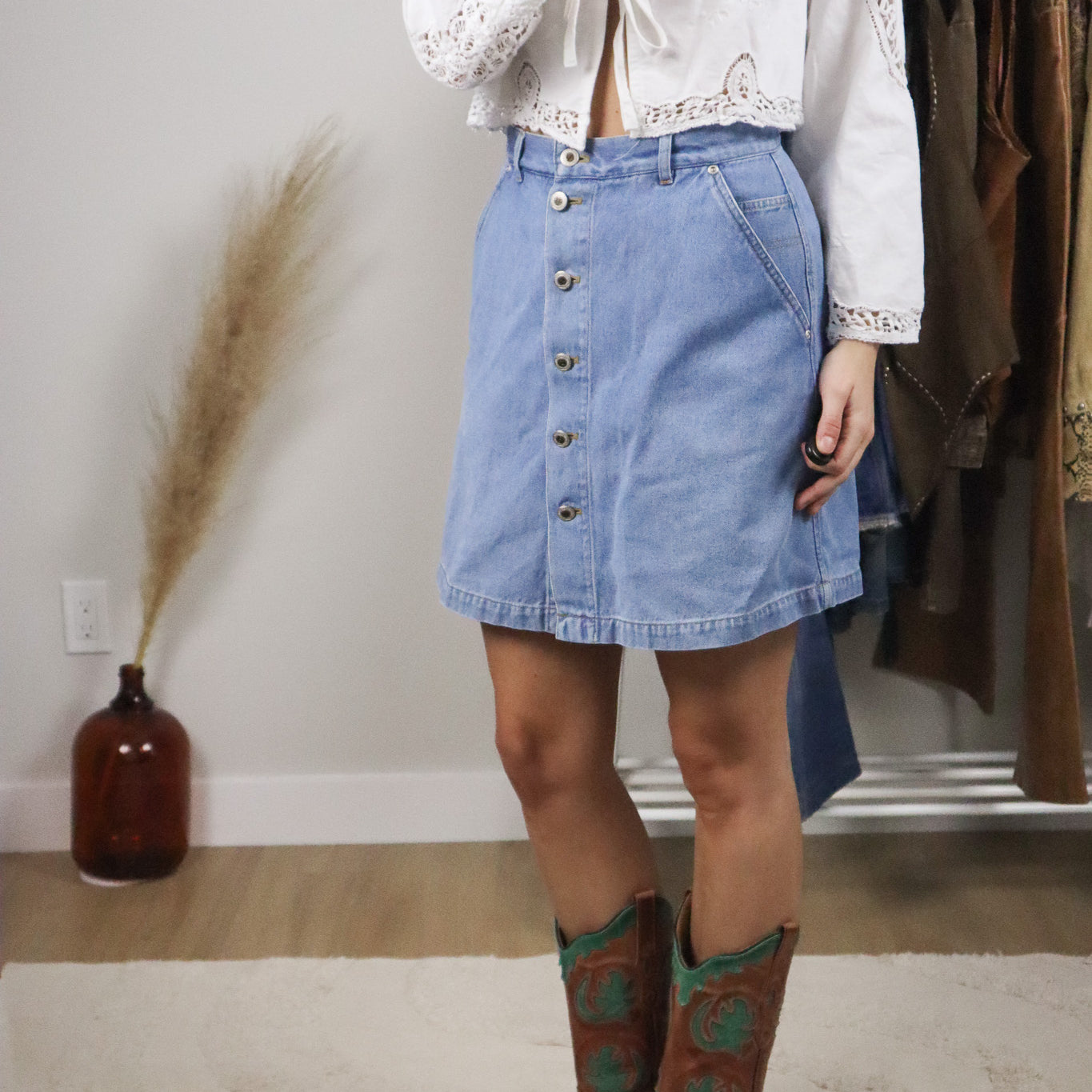 Denim x Button Mini Skort (6)