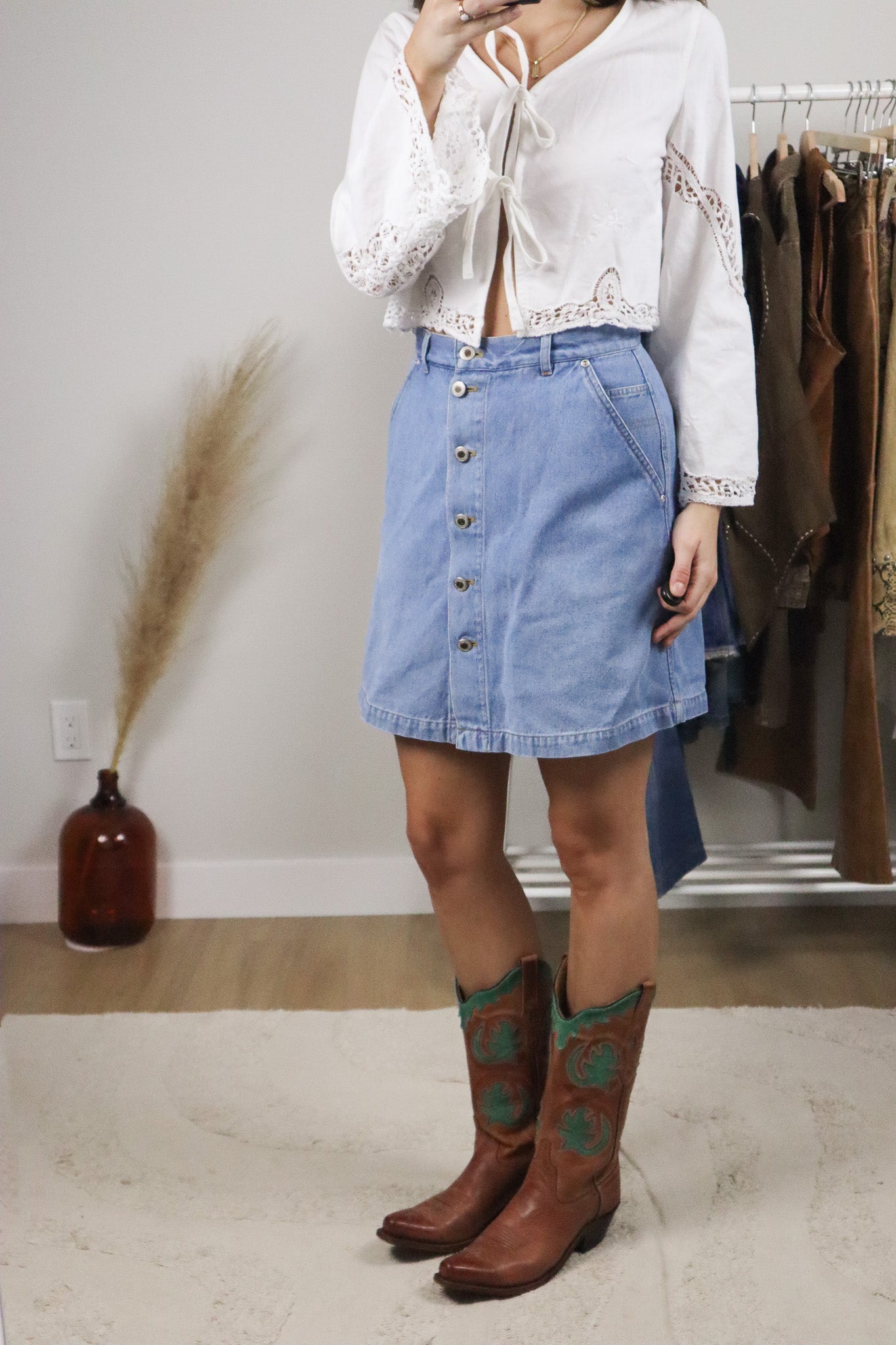 Denim x Button Mini Skort (6)