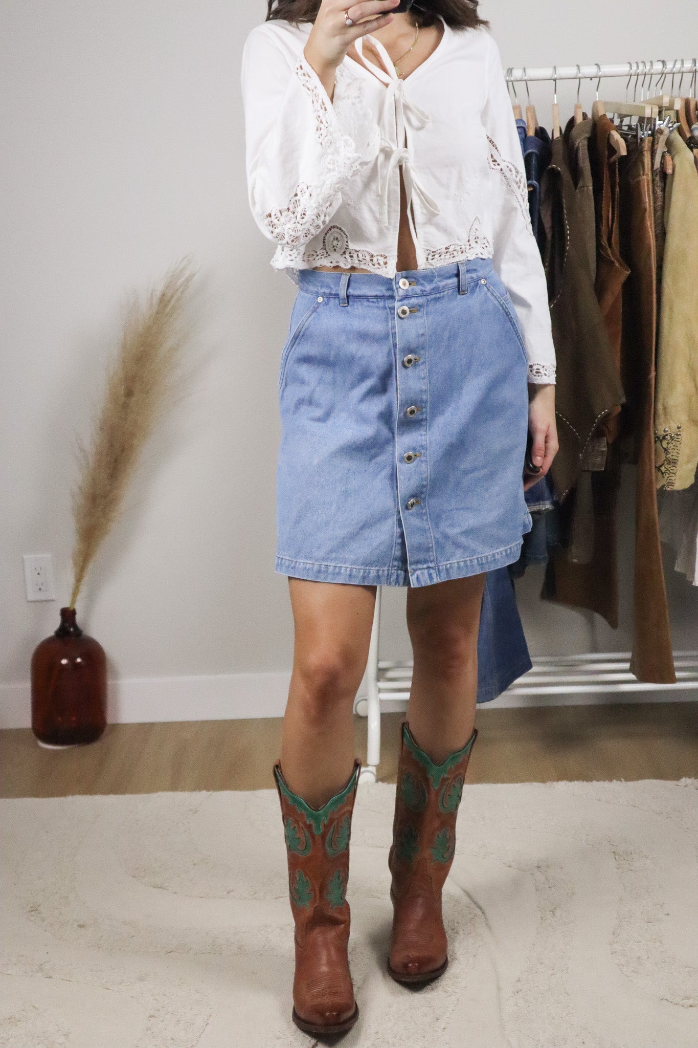 Denim x Button Mini Skort (6)