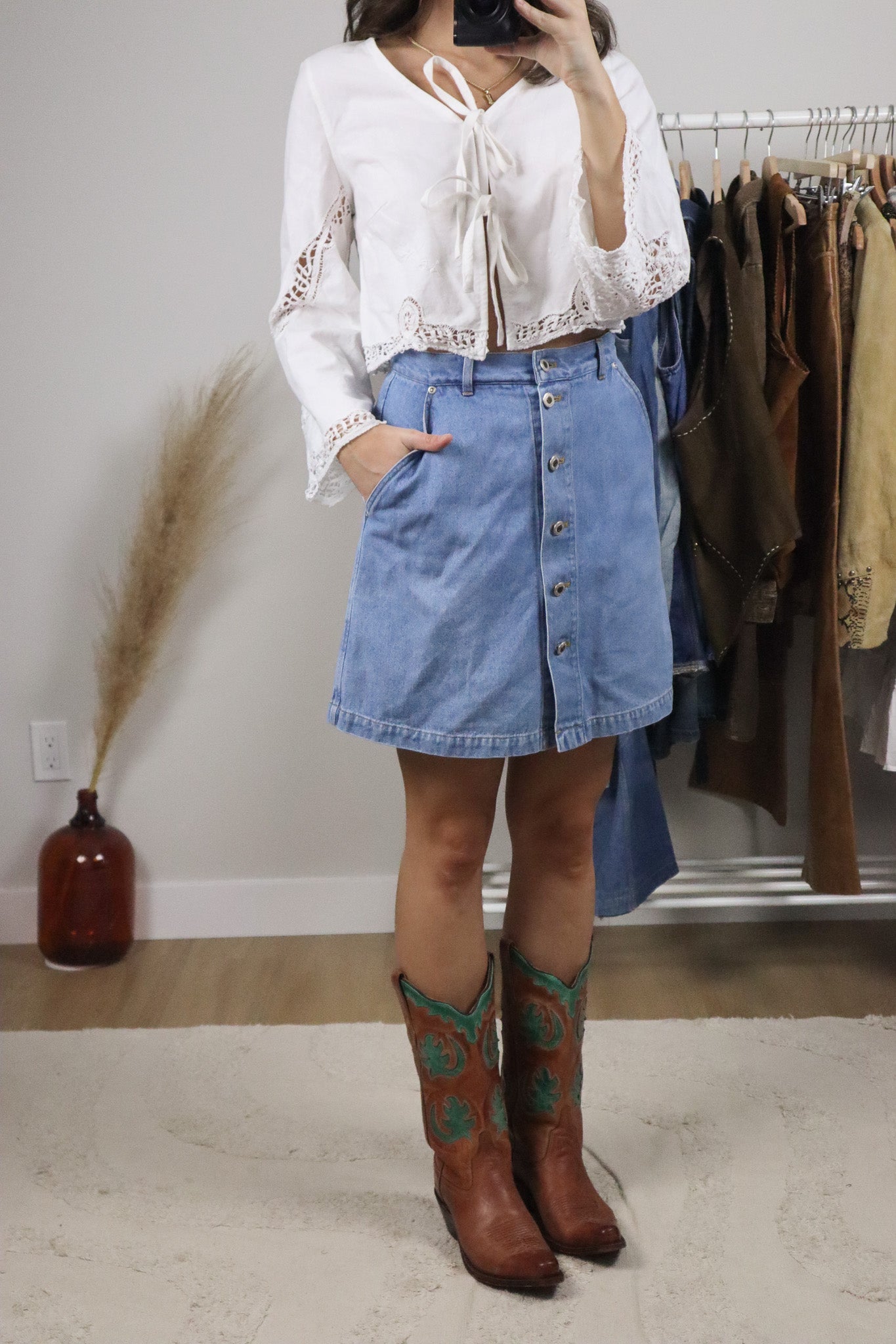 Denim x Button Mini Skort (6)