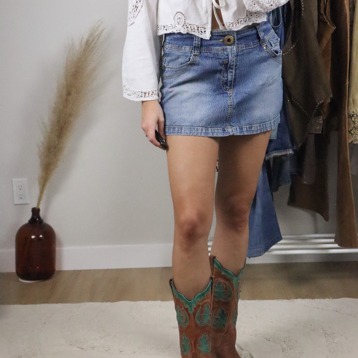 Vintage x Denim Mini Skort (M)