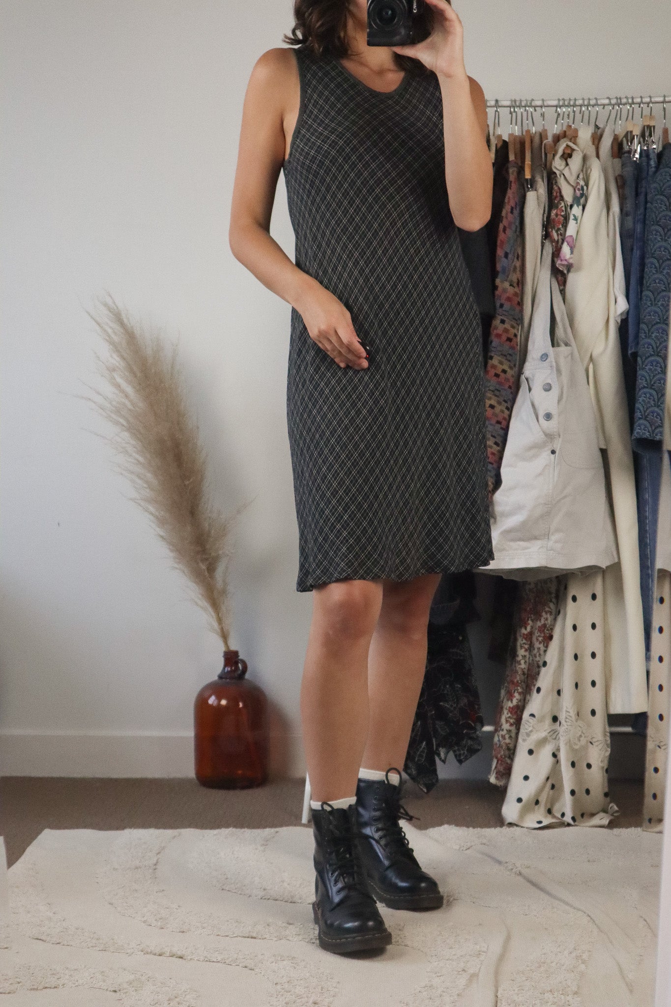 Made in France x Vintage x Plaid Midi Dress (S)