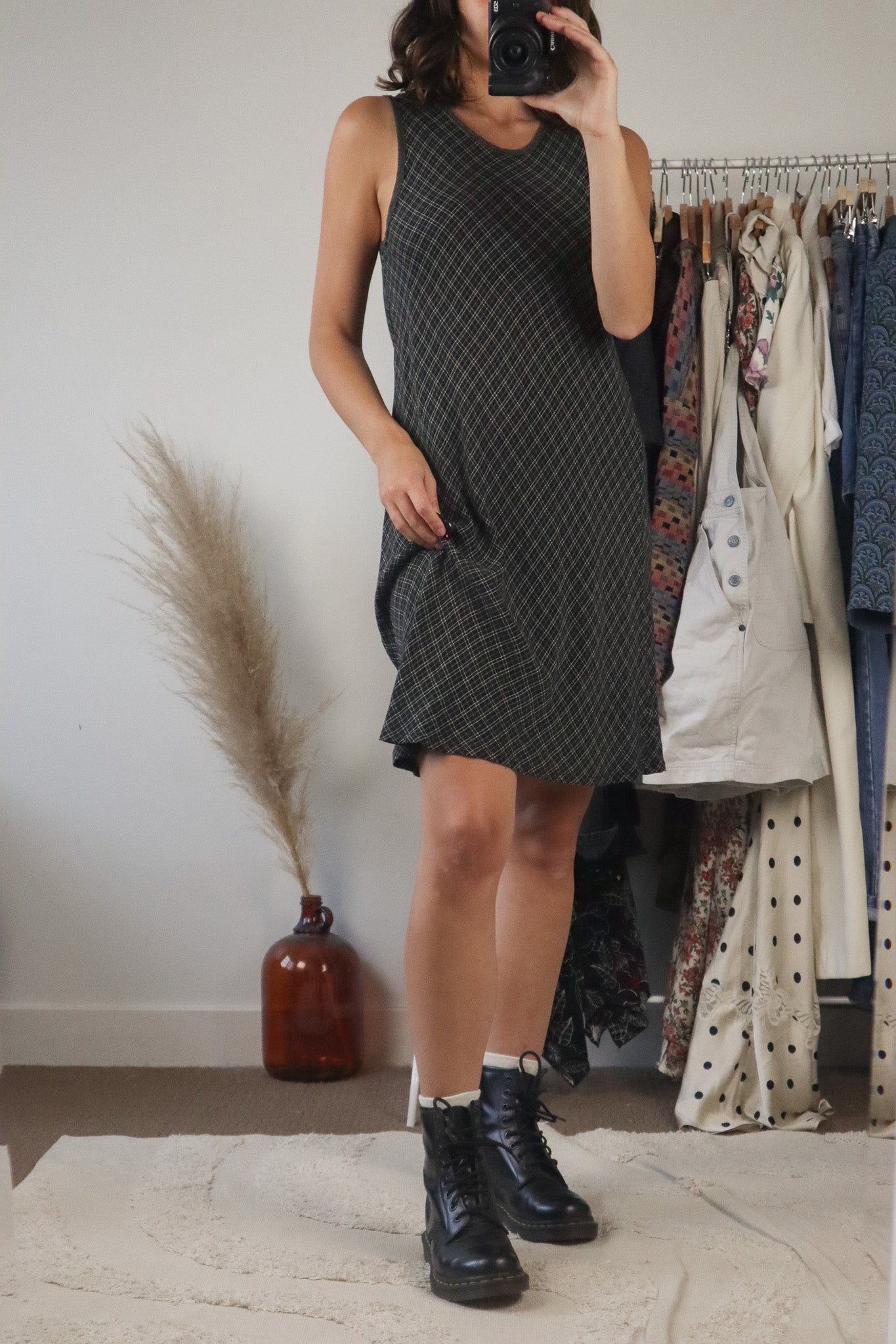 Made in France x Vintage x Plaid Midi Dress (S)